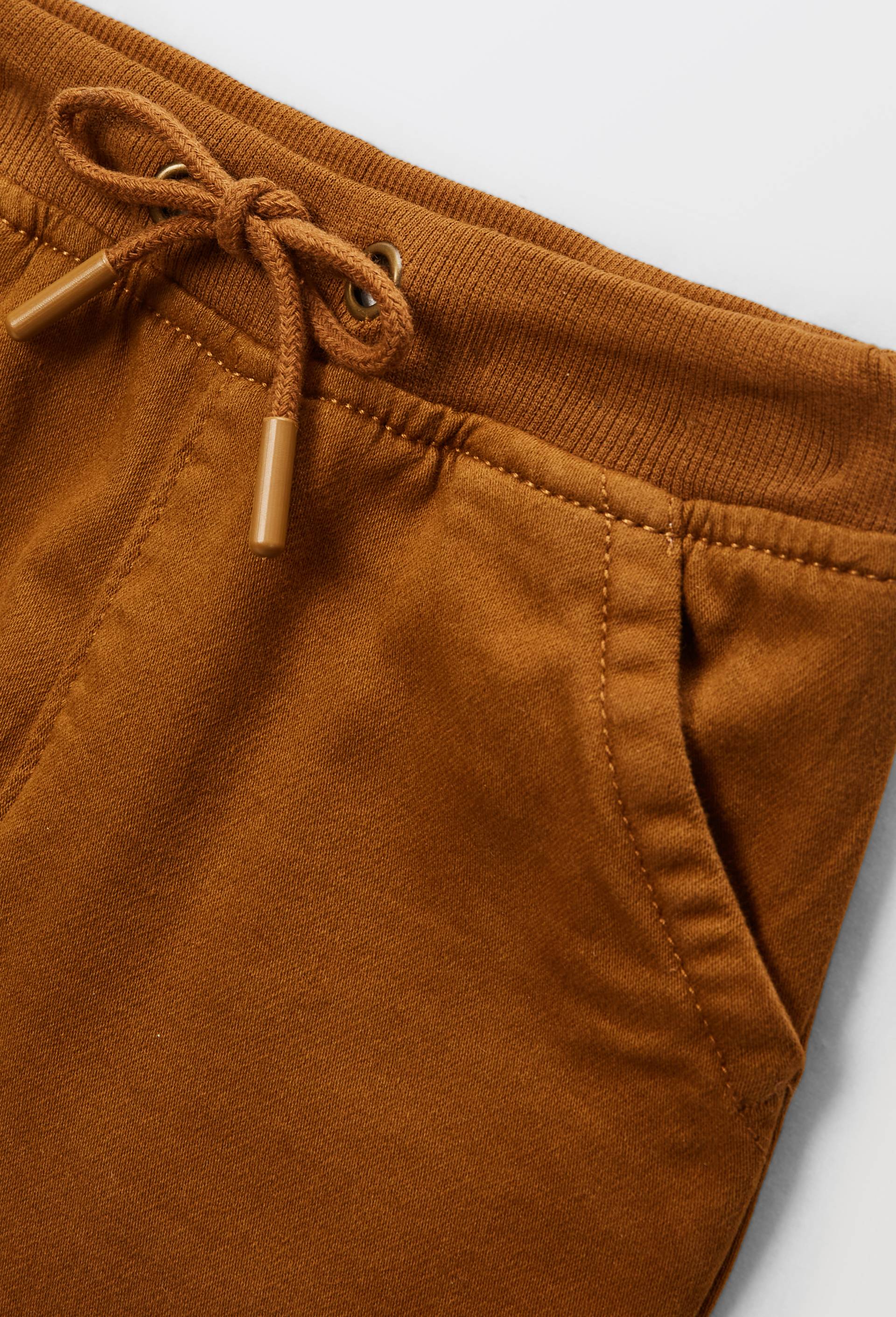 Pantalon uni en maille contenant du coton, Brun, large image number 2