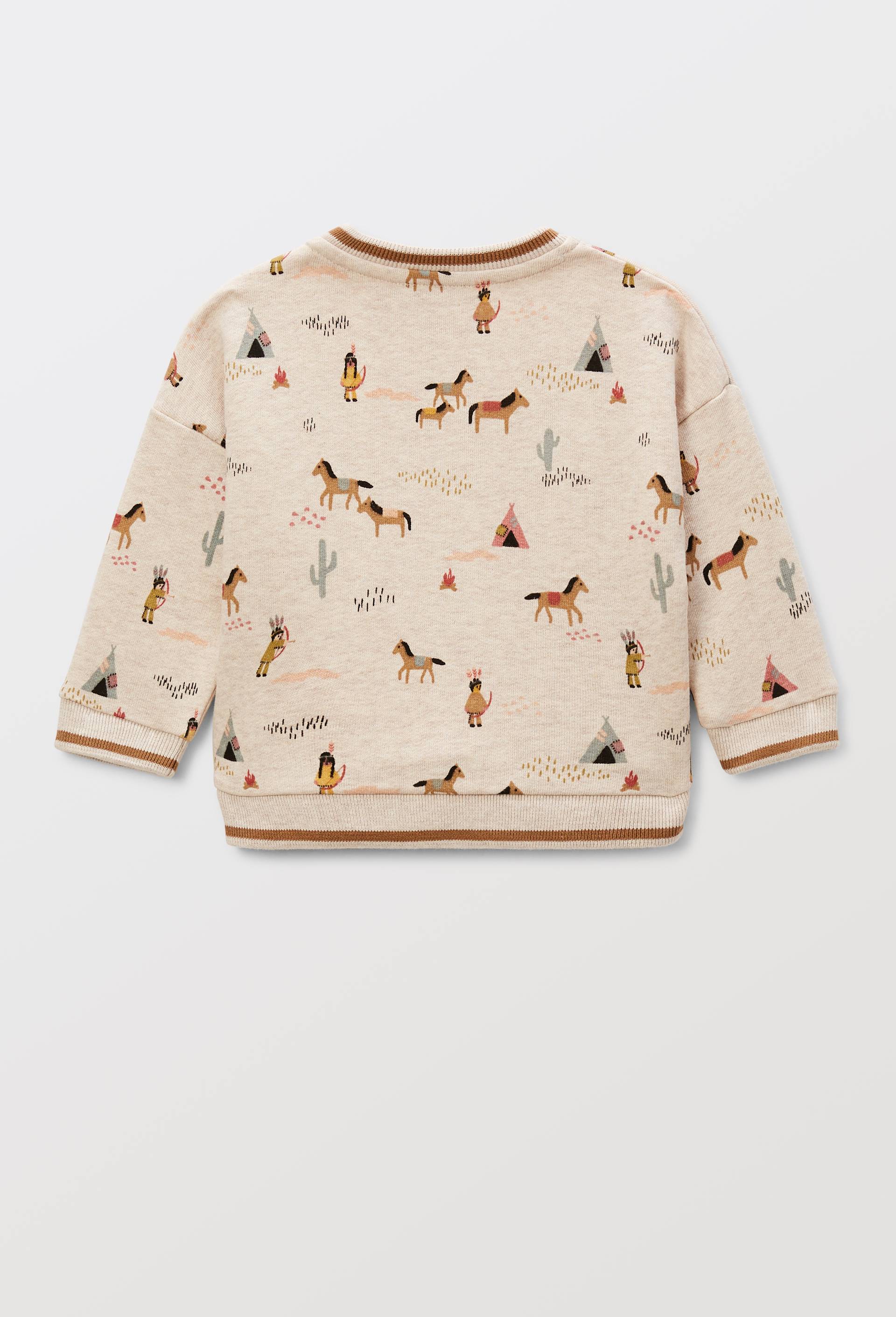 Sweat imprim&eacute; en coton BIO GOTS, Beige, large image number 1