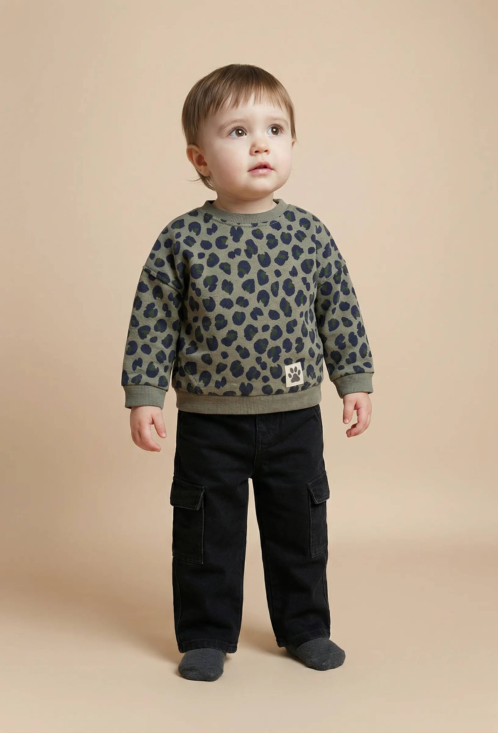 Sweat imprim&eacute; en coton BIO GOTS, Vert, large image number 0.0