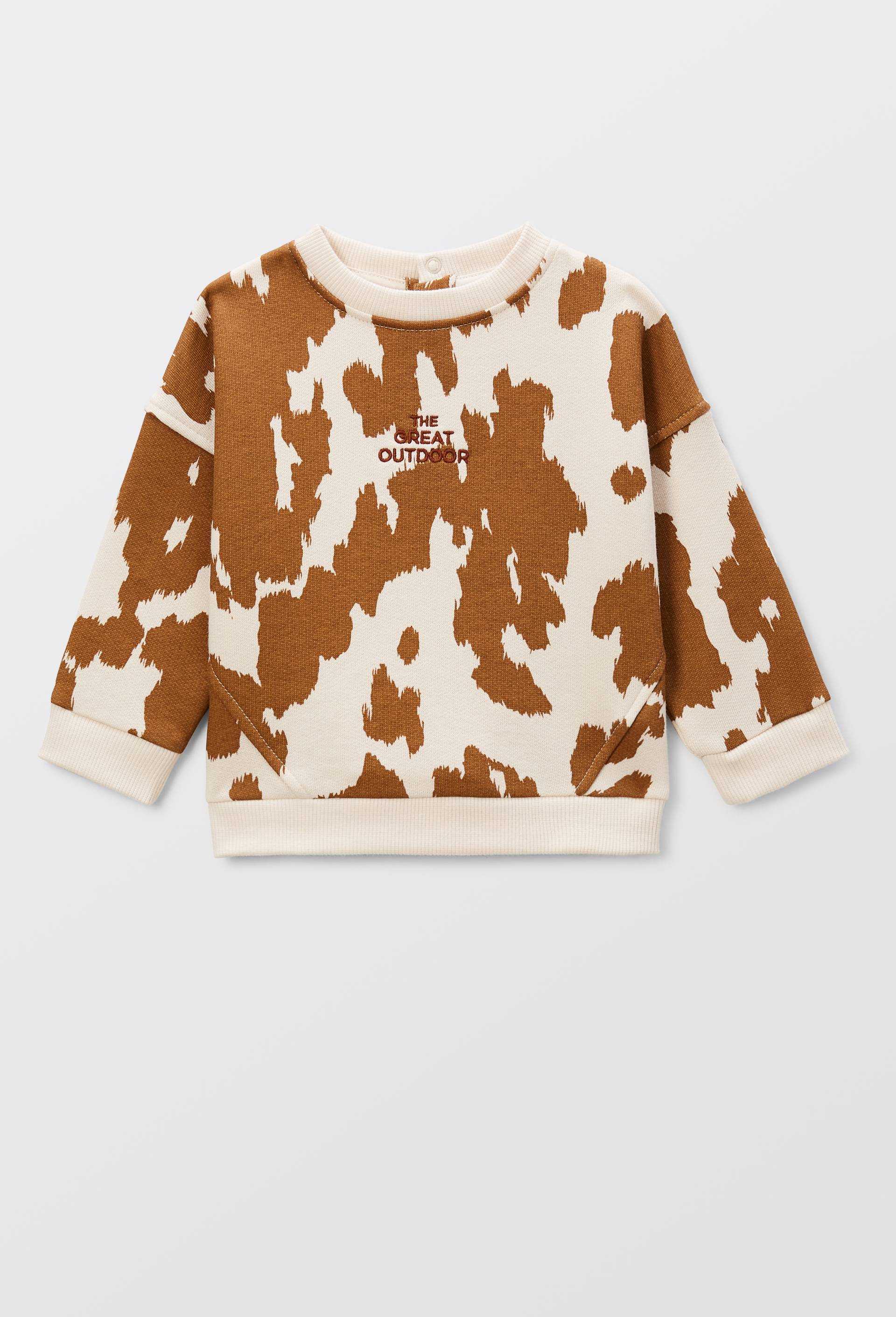 Sweat imprim&eacute; en coton BIO GOTS, Beige, large image number 0