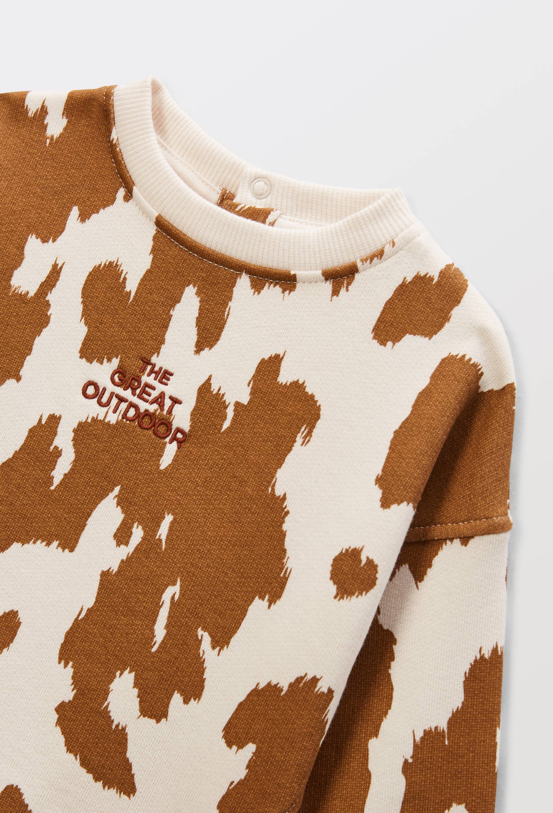 Sweat imprim&eacute; en coton BIO GOTS, Beige, large image number 2.0