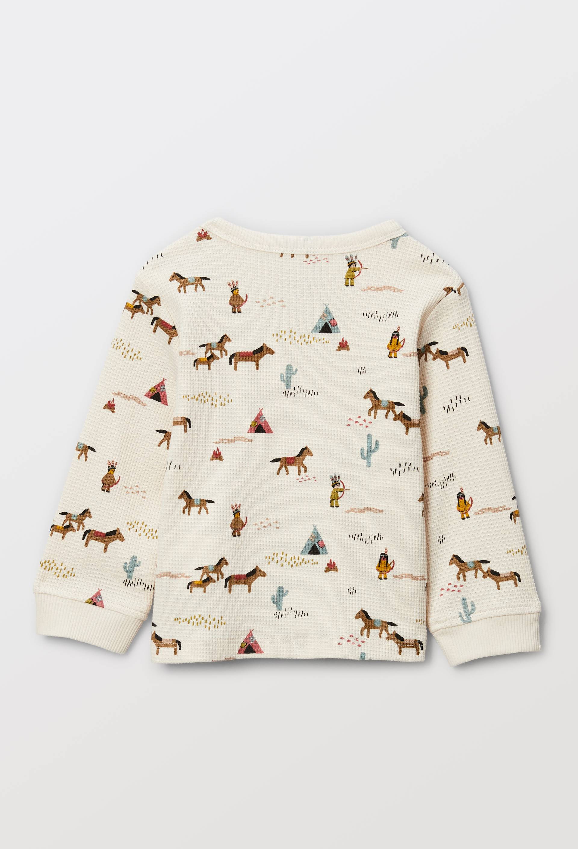 T-shirt manches longues imprim&eacute; en coton BIO GOTS, Beige clair, large image number 2.0
