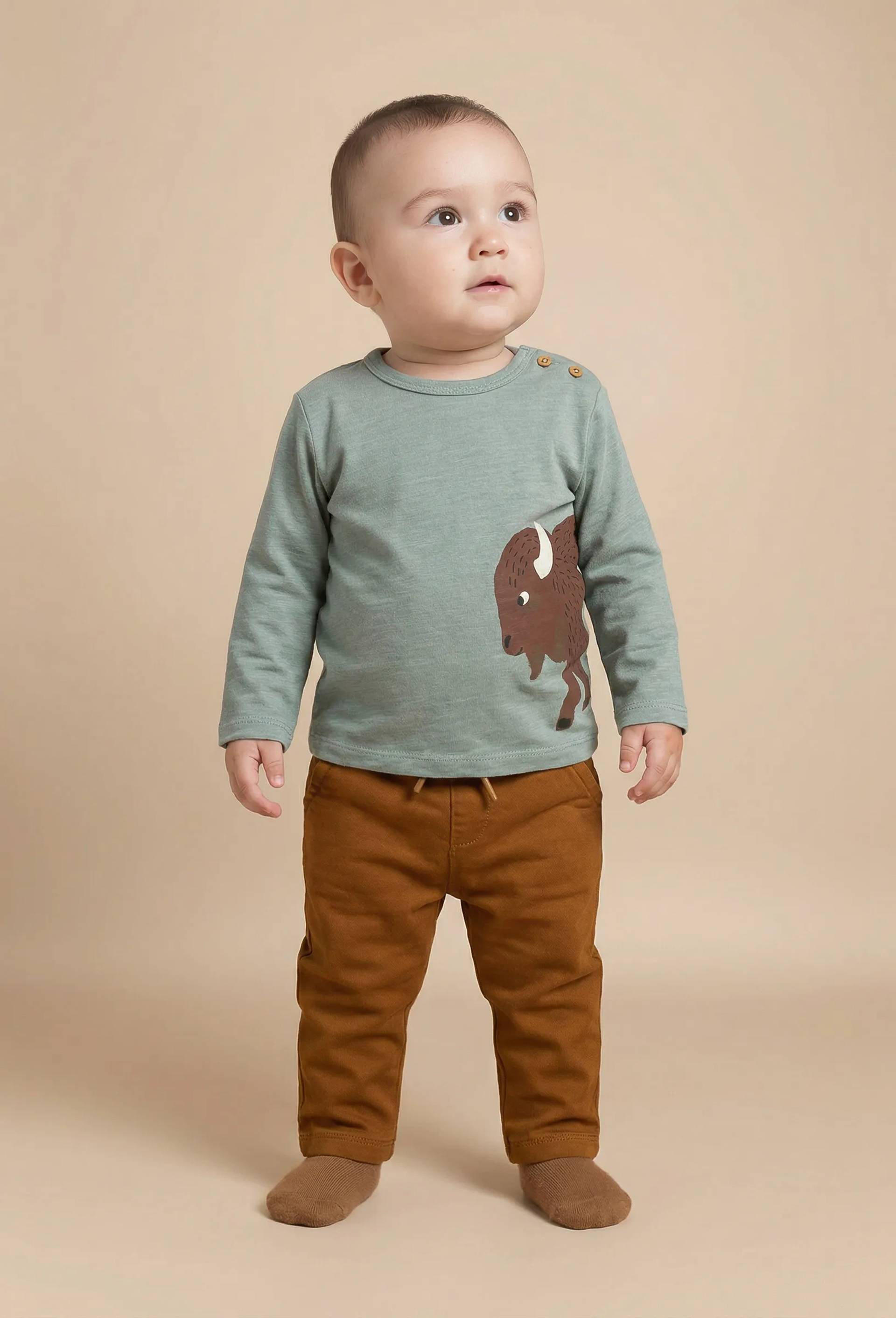 T-shirt manches longues imprim&eacute; en coton BIO GOTS, Vert, large image number 0