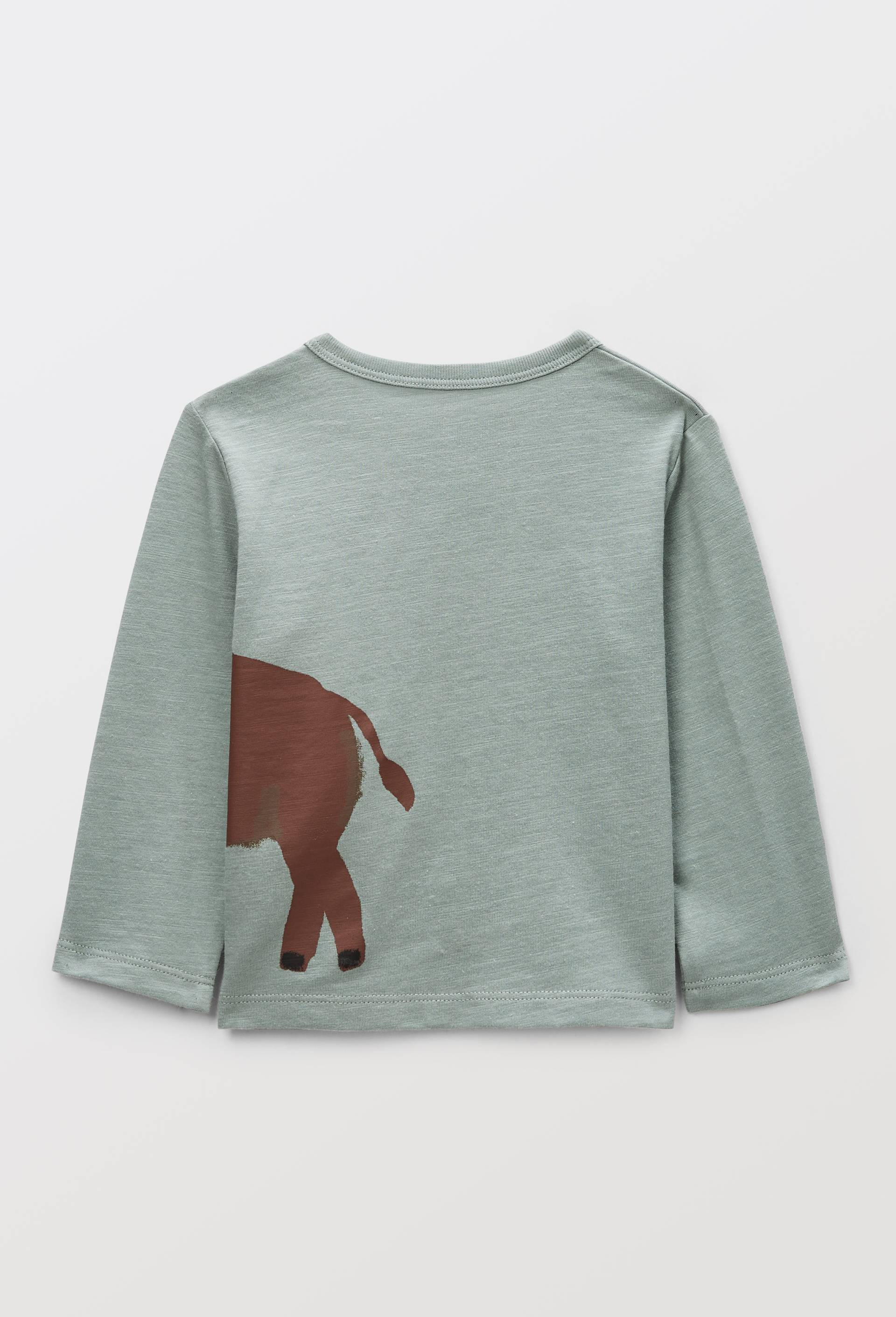 T-shirt manches longues imprim&eacute; en coton BIO GOTS, Vert, large image number 2