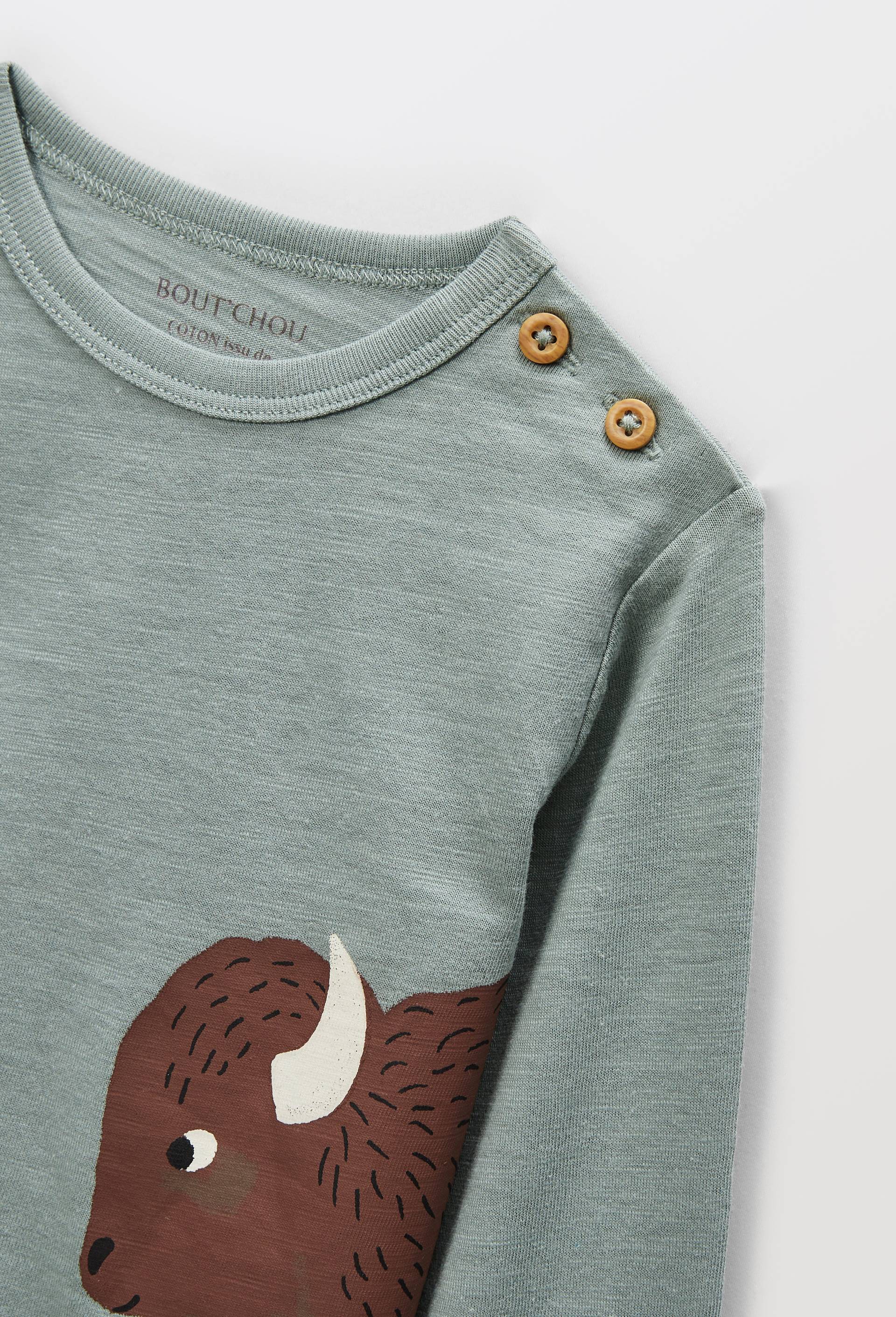 T-shirt manches longues imprim&eacute; en coton BIO GOTS, Vert, large image number 3.0