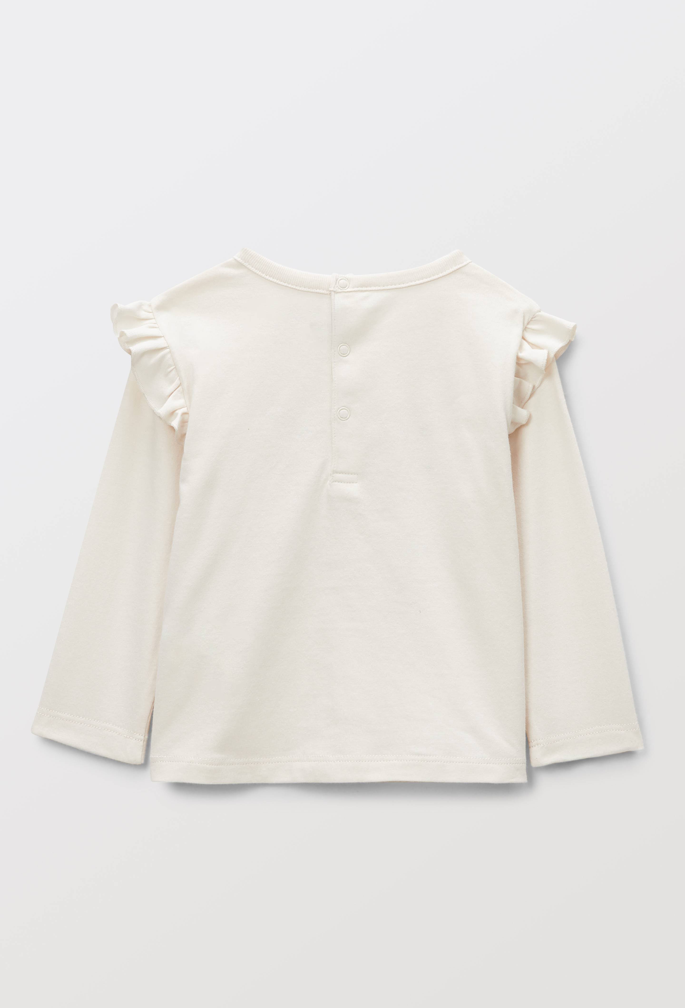 T-shirt manches longues brod&eacute; en coton BIO GOTS, Beige clair, large image number 1.0