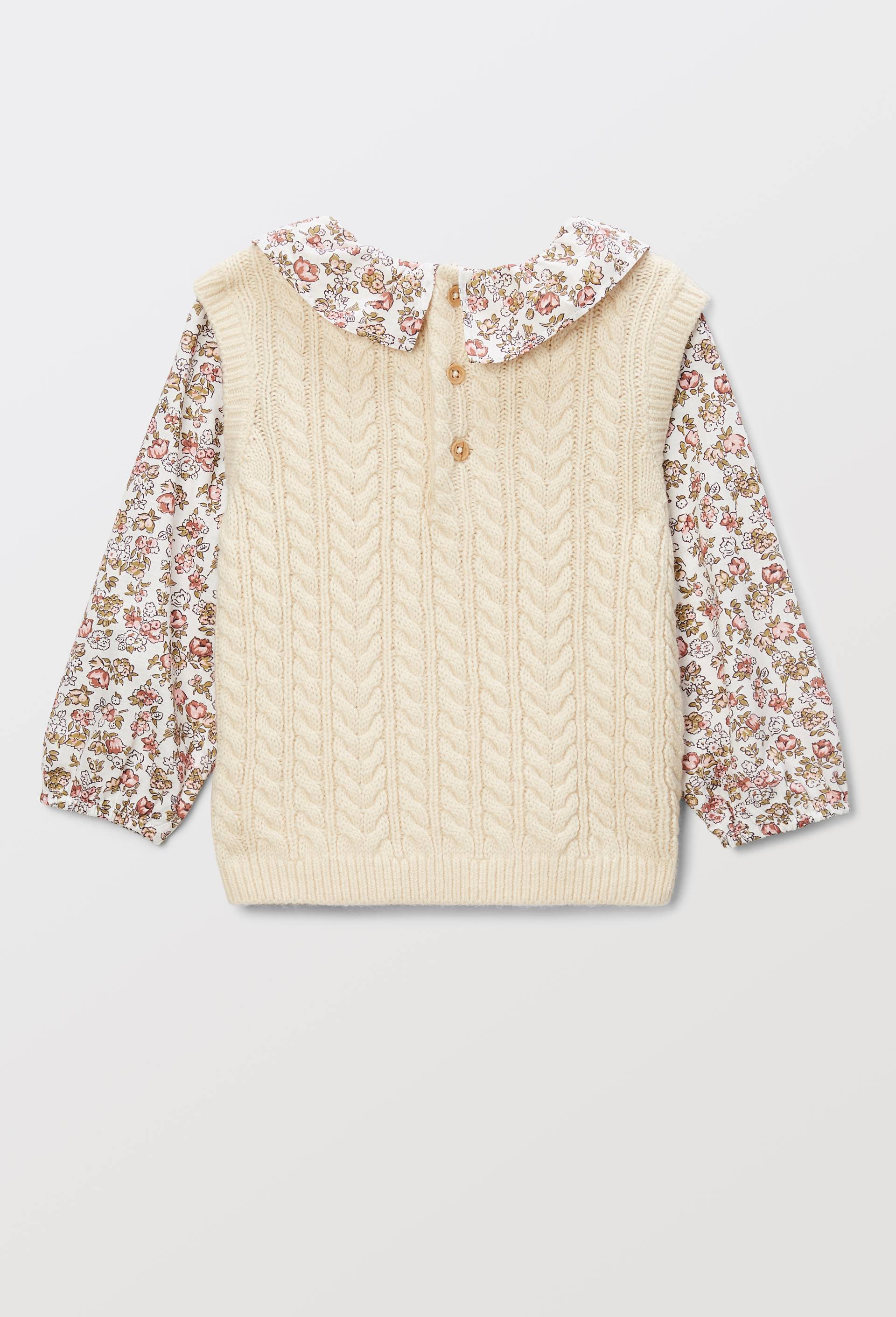 Pull 2 en 1 sans manches avec blouse imprim&eacute;e, Beige clair, large image number 2