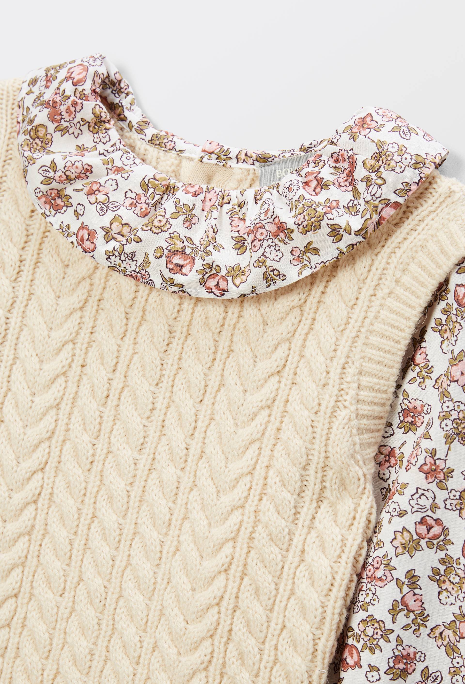 Pull 2 en 1 sans manches avec blouse imprim&eacute;e, Beige clair, large image number 3.0