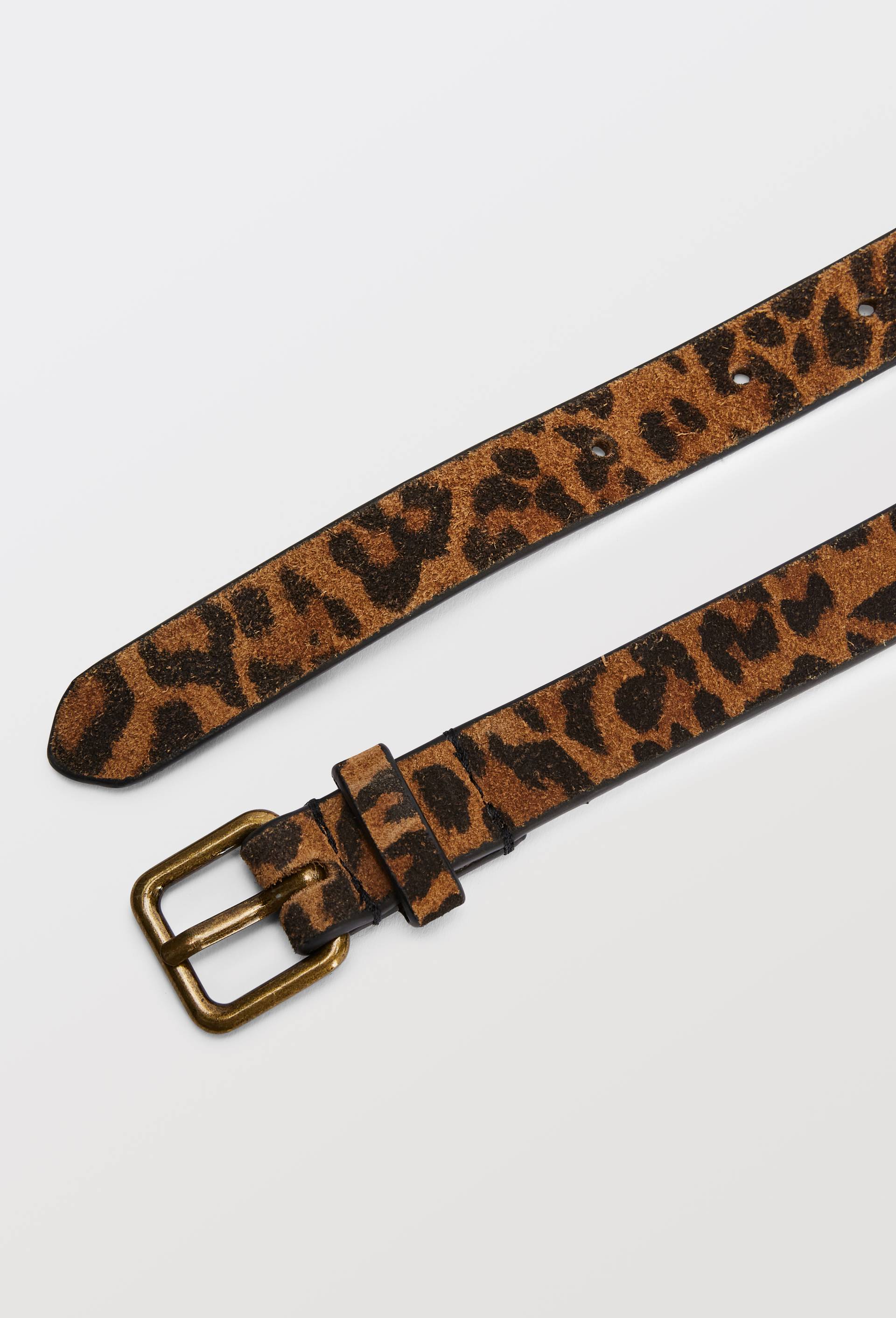 Ceinture imprim&eacute; l&eacute;opard 2 cm en cuir, Brun, large image number 2