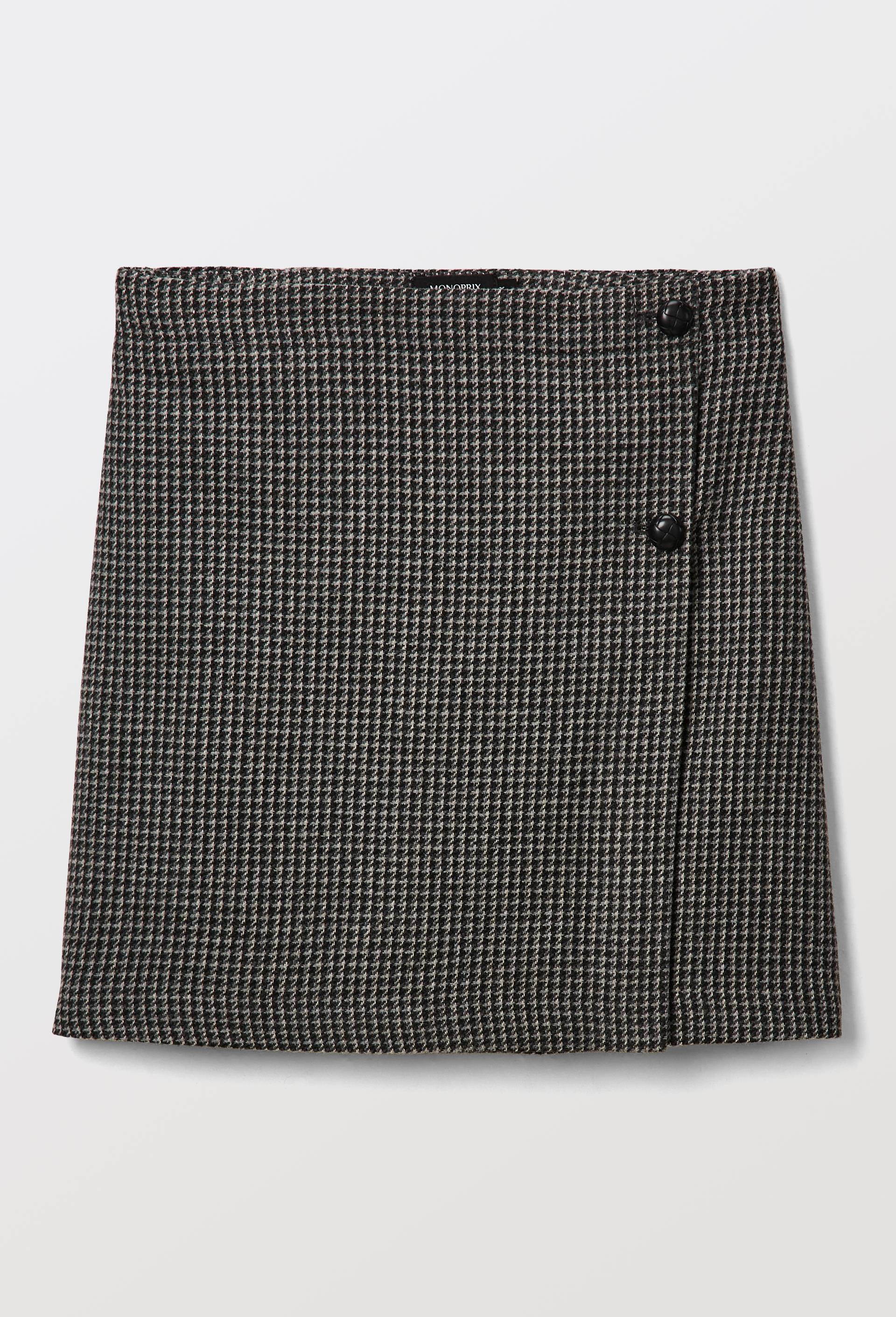 Jupe courte portefeuille &agrave; motifs, Gris fonc&eacute;, large image number 3