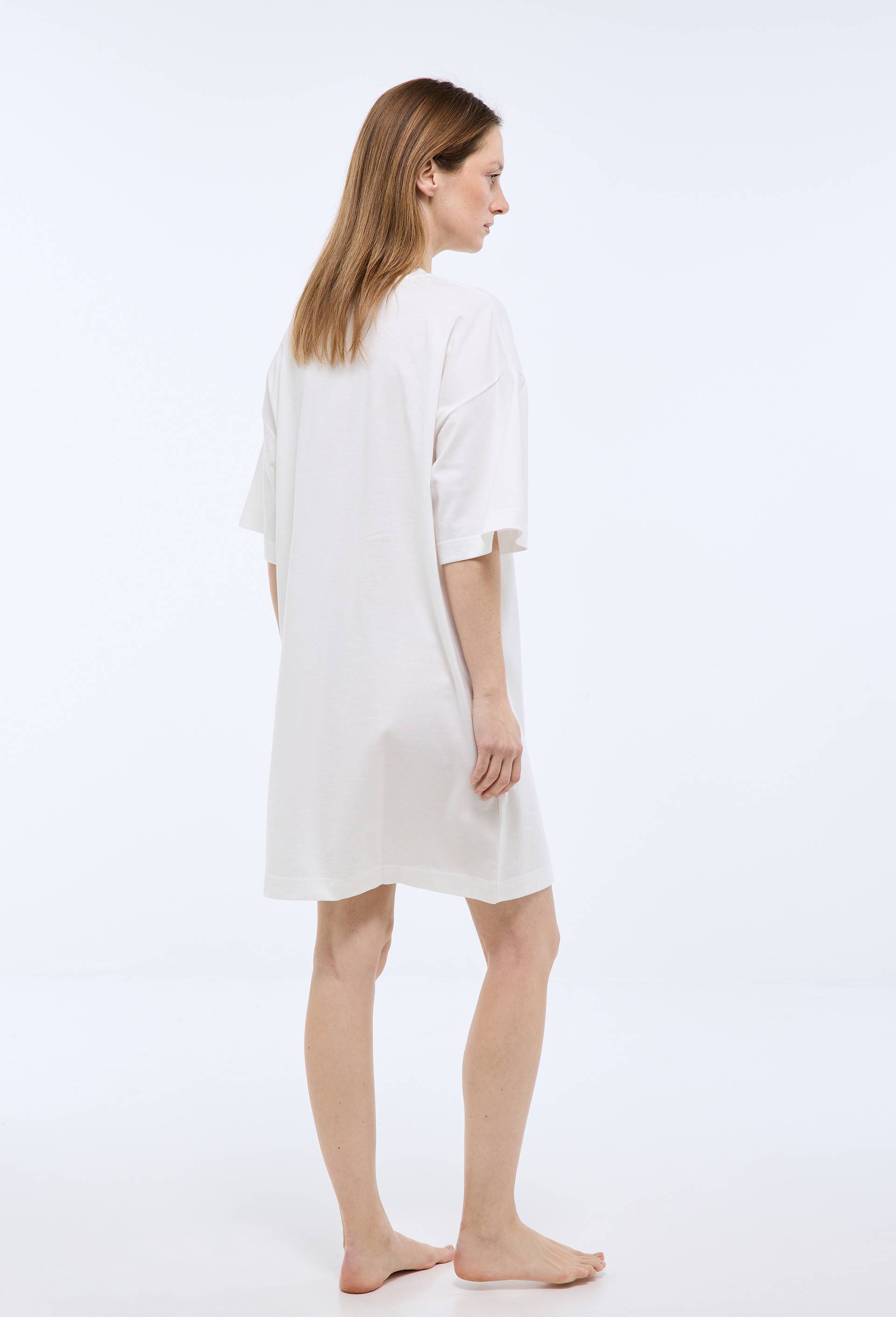 Chemise de nuit manches courtes en coton BIO GOTS, Ecru, large image number 2