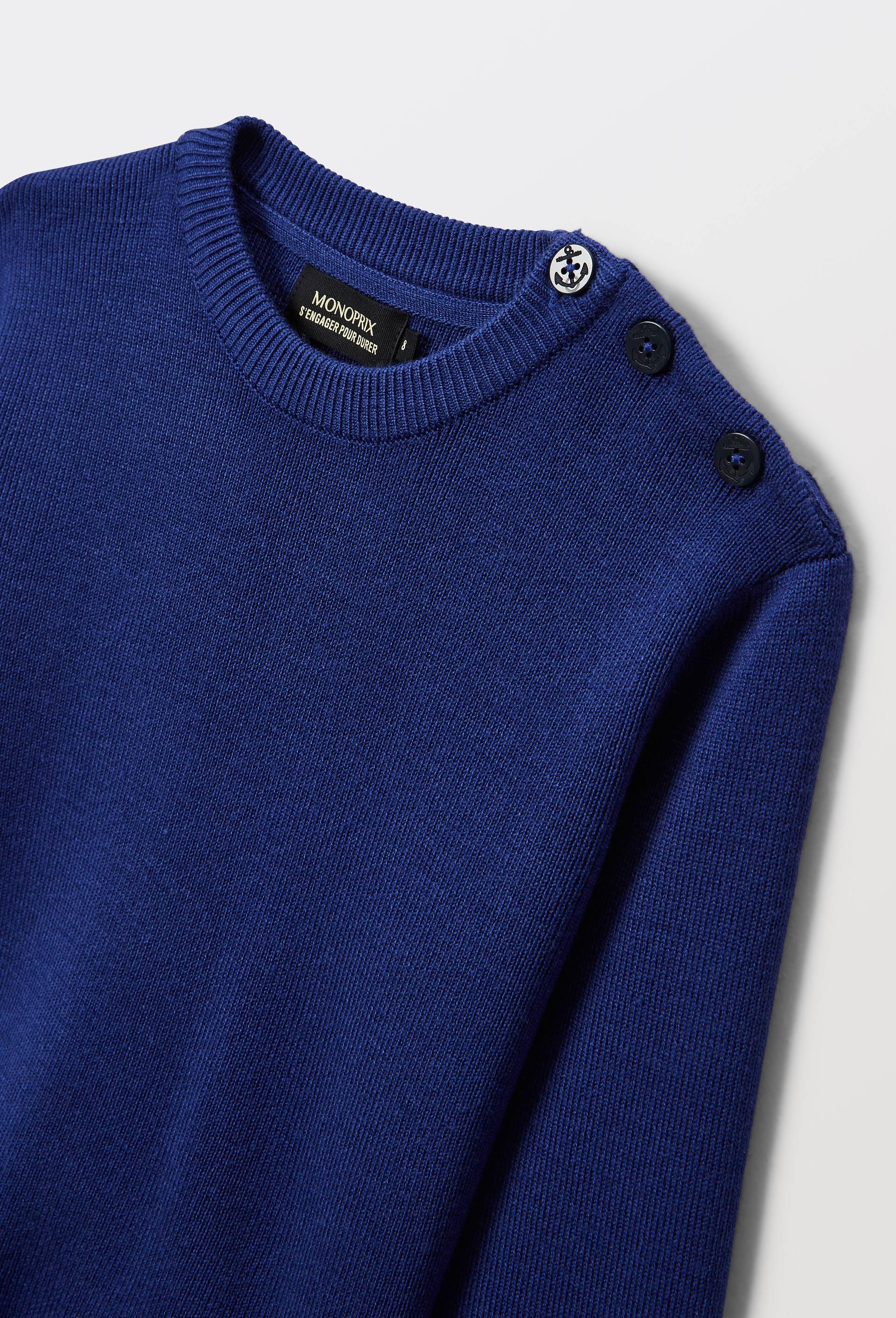 Pull uni contenant de la laine, Bleu fonc&eacute;, large image number 2