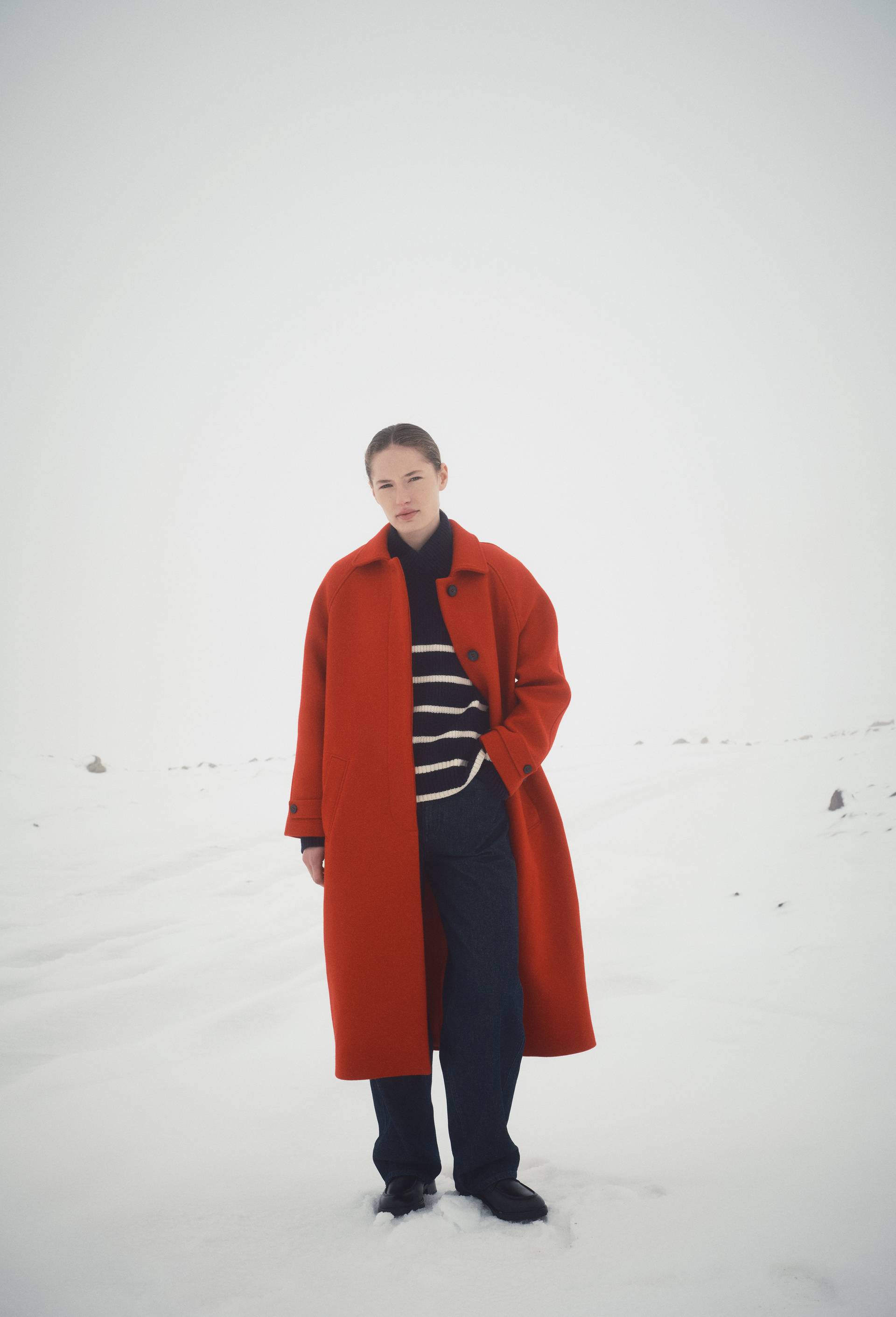 Manteau long uni contenant de la laine, Rouge, large image number 0.0
