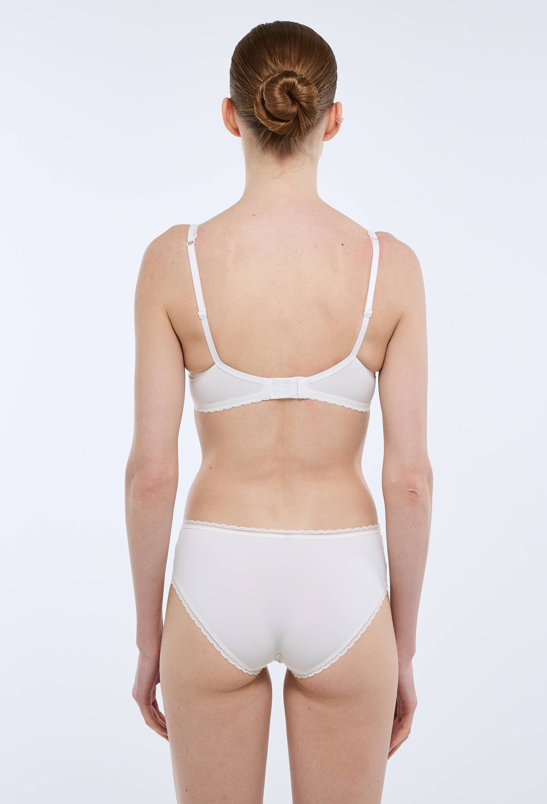 Shorty ALMA en microfibre et dentelle, Ecru, large image number 1.0