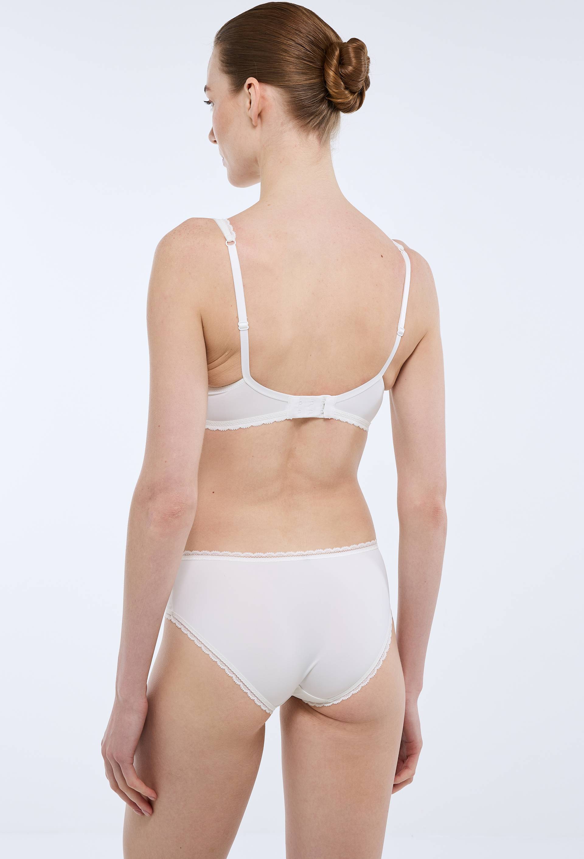 Shorty ALMA en microfibre et dentelle, Ecru, large image number 2