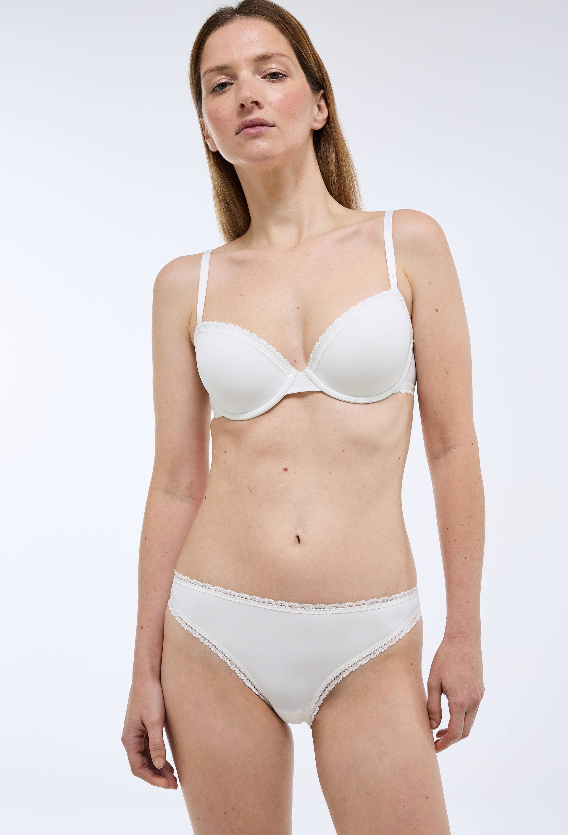 Culotte ALMA en microfibre et dentelle, Ecru, large image number 0