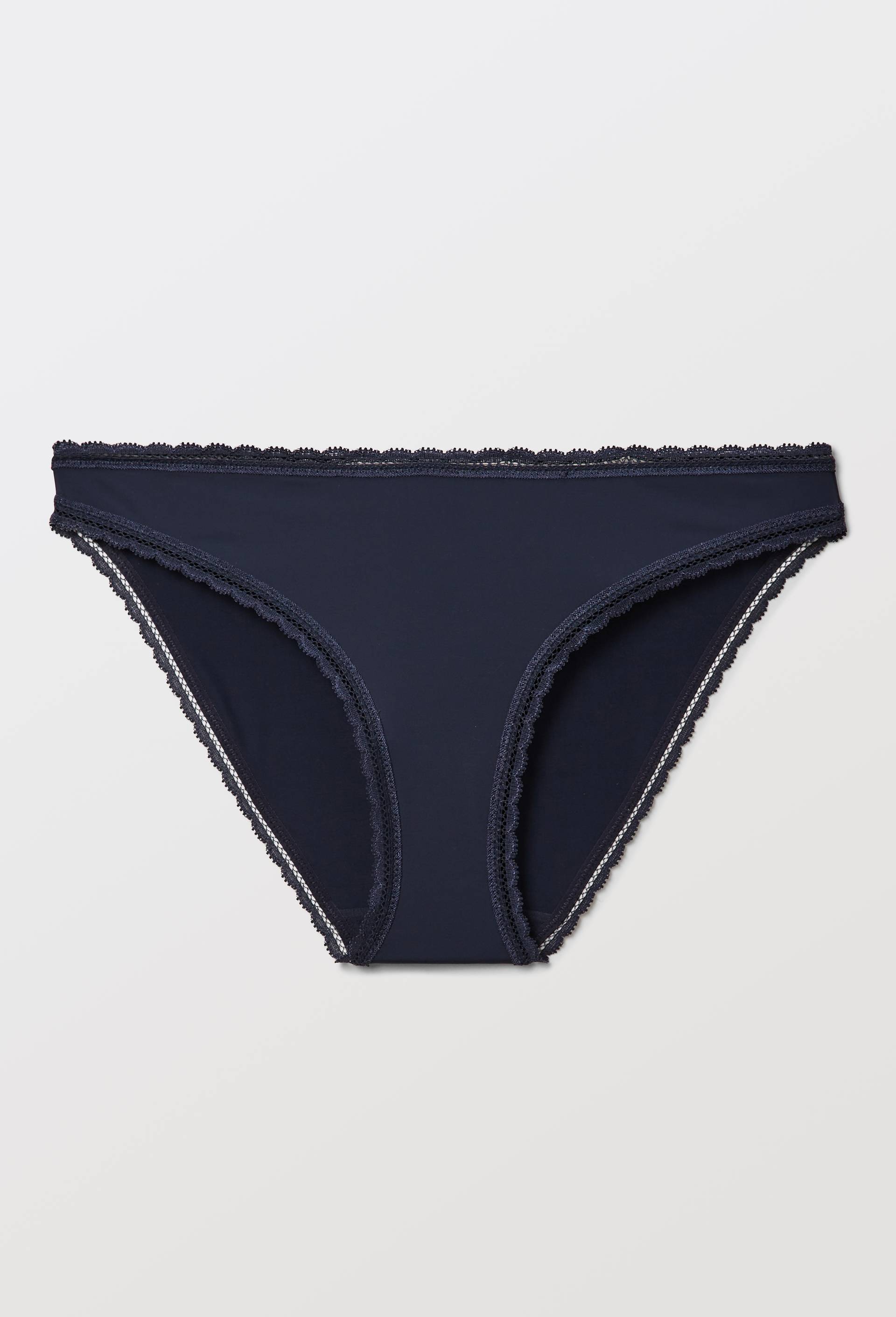 Culotte ALMA en microfibre et dentelle, Bleu fonc&eacute;, large image number 2