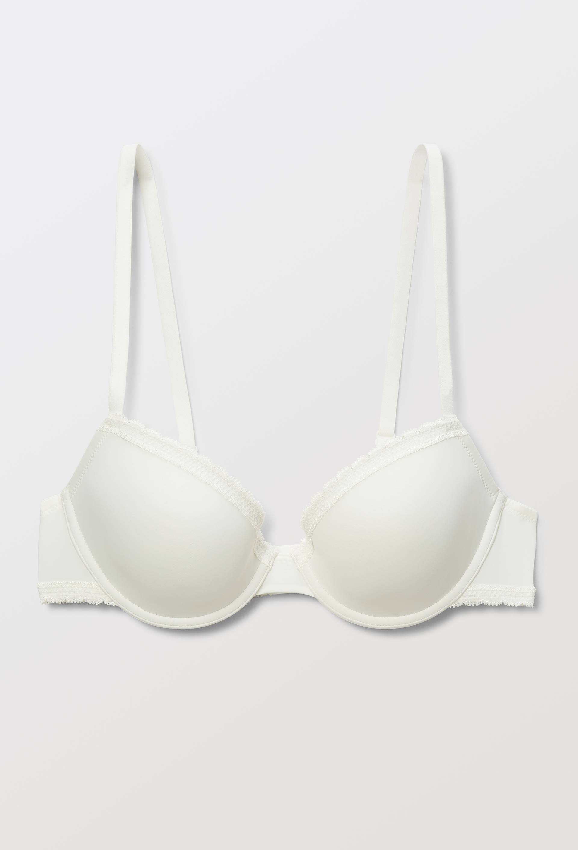 Soutien-gorge corbeille padd&eacute; ALMA en microfibre et dentelle, Ecru, large image number 2.0