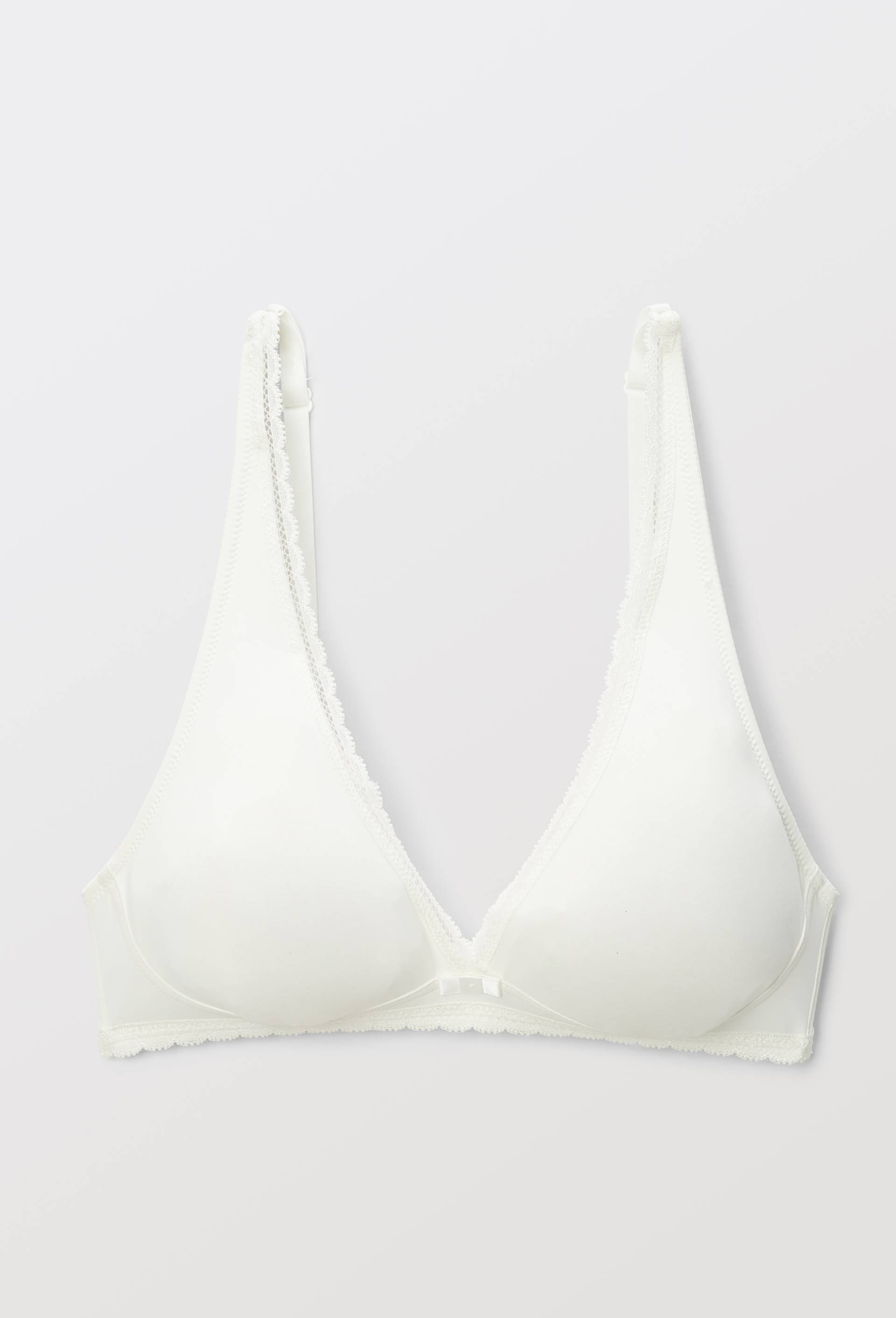 Soutien-gorge triangle foulard ALMA en microfibre et dentelle, Ecru, large image number 2