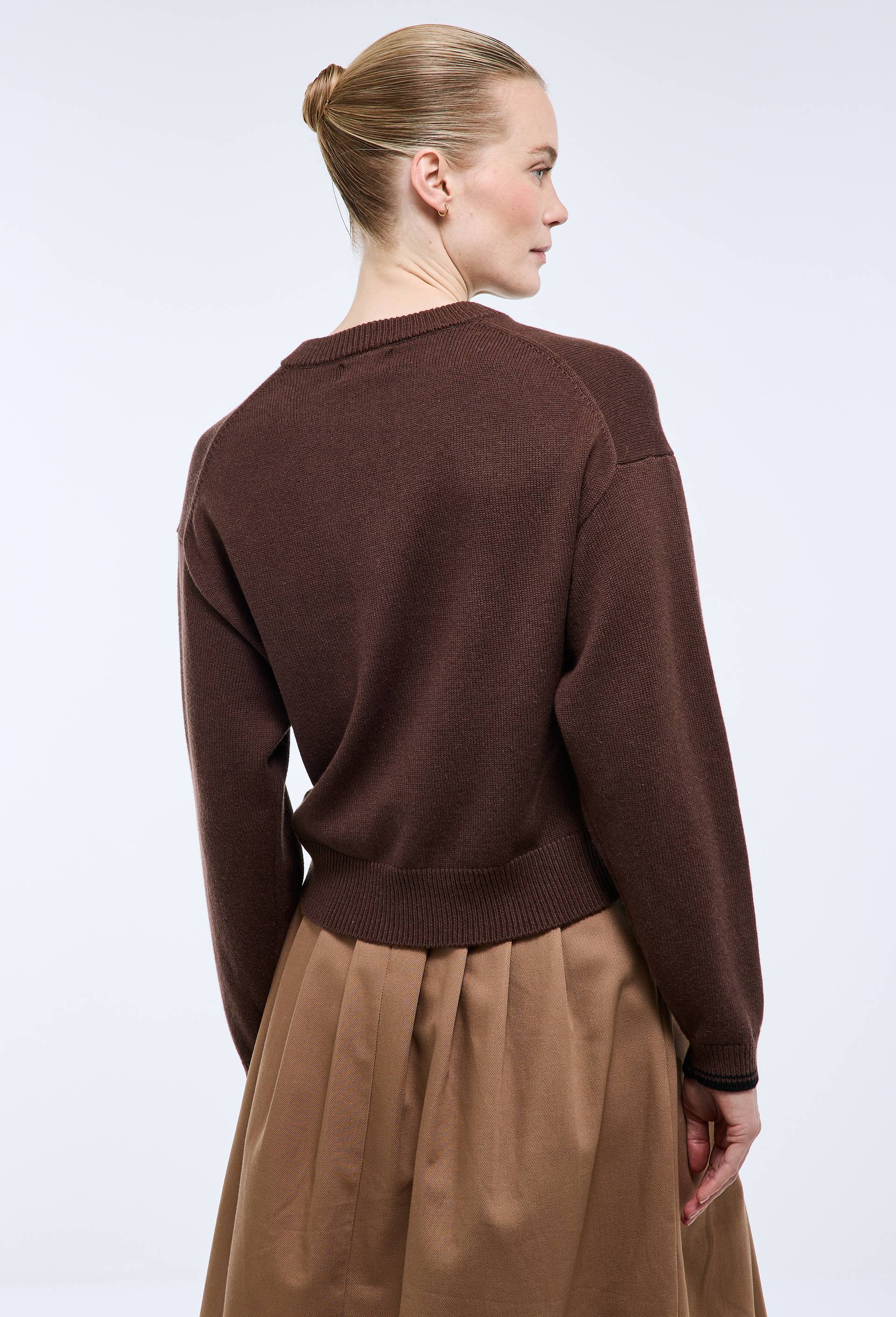 Cardigan manches longues avec un motif cheval contrast&eacute;, Beige, large image number 2.0