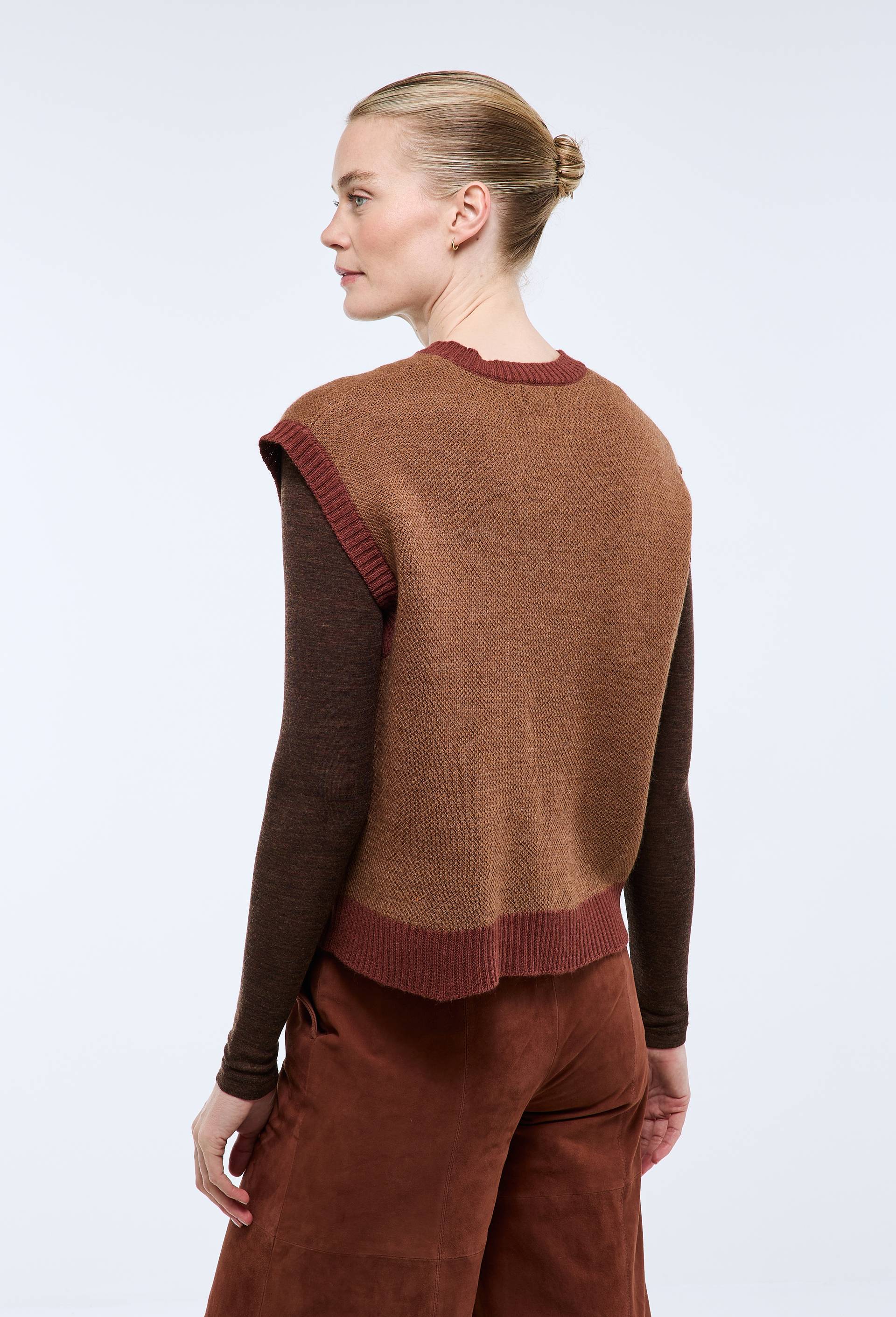 Pull sans manche en jacquard &agrave; motifs cowboy, Beige, large image number 2
