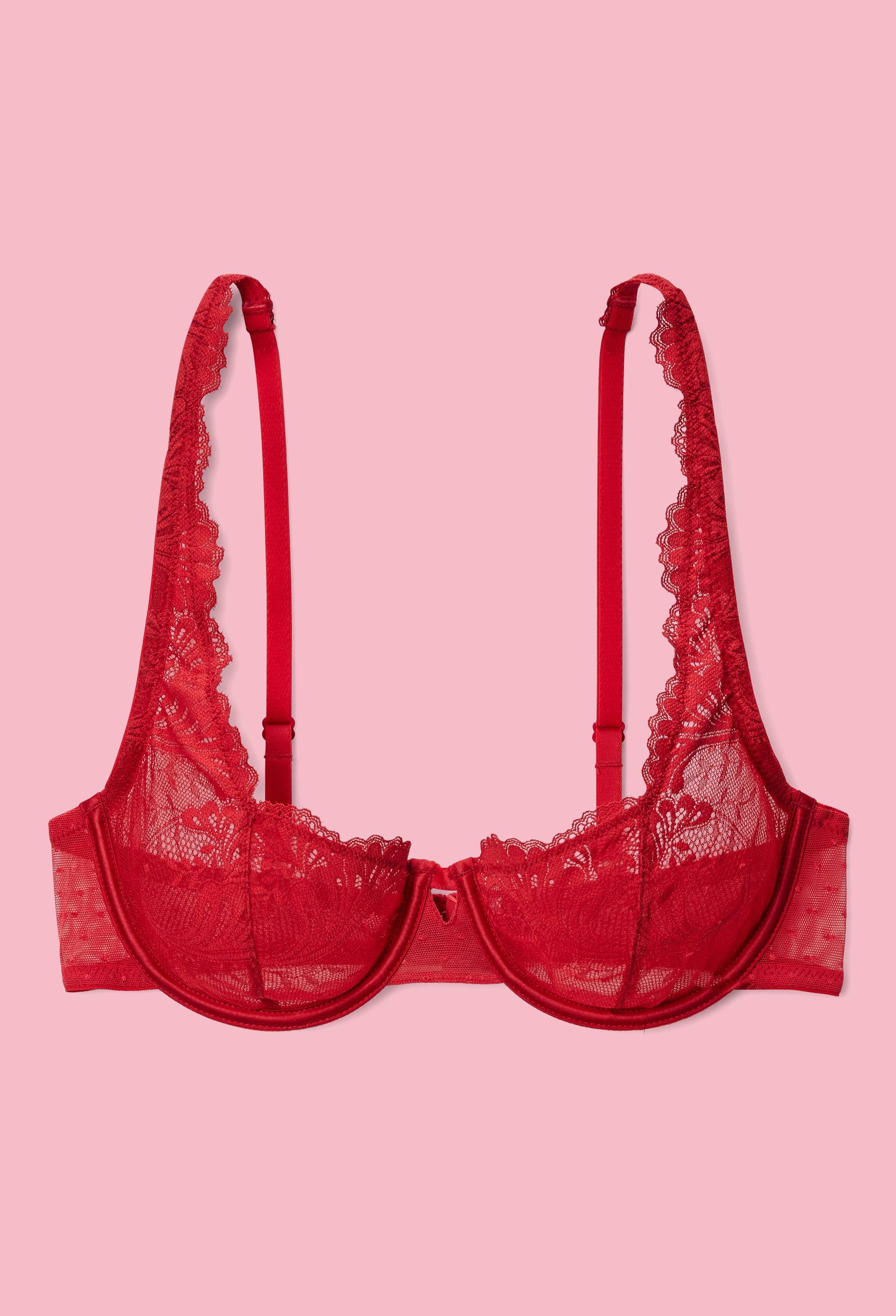 Soutien-gorge corbeille balconnet BETTY en dentelle, Rouge, large image number 0