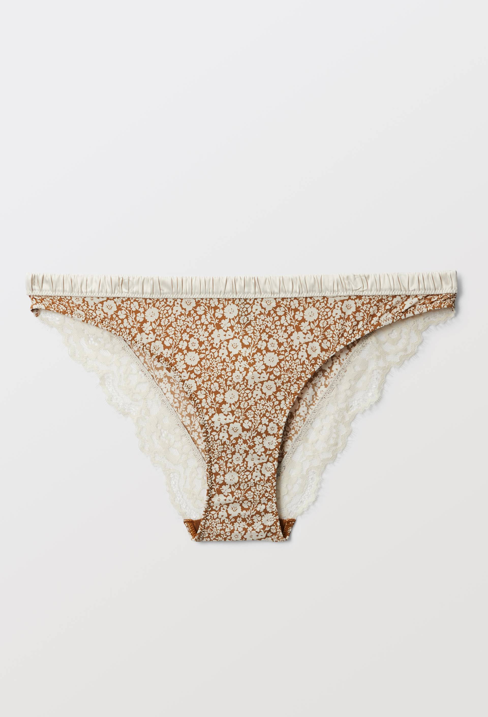 Culotte ZOE en microfibre imprim&eacute;e et dentelle, Vert, large image number 2