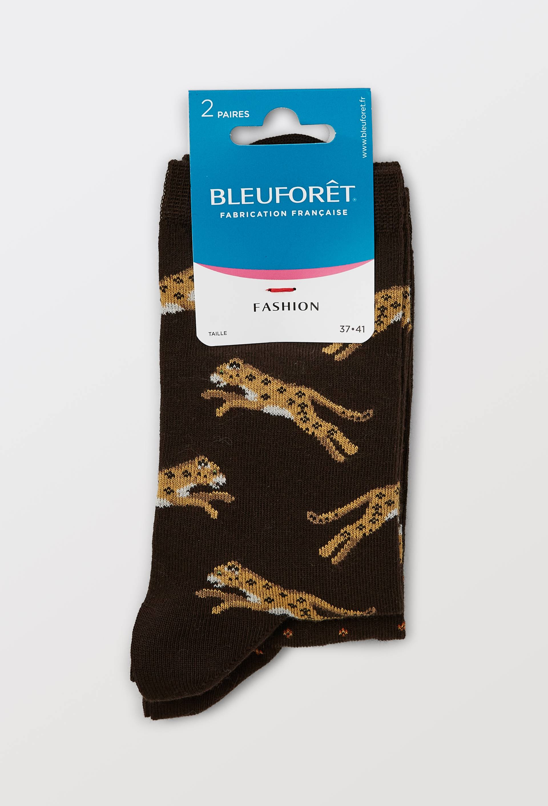 Lot de deux paires de chaussettes fantaisie Bleuforet, Brun, large image number 0