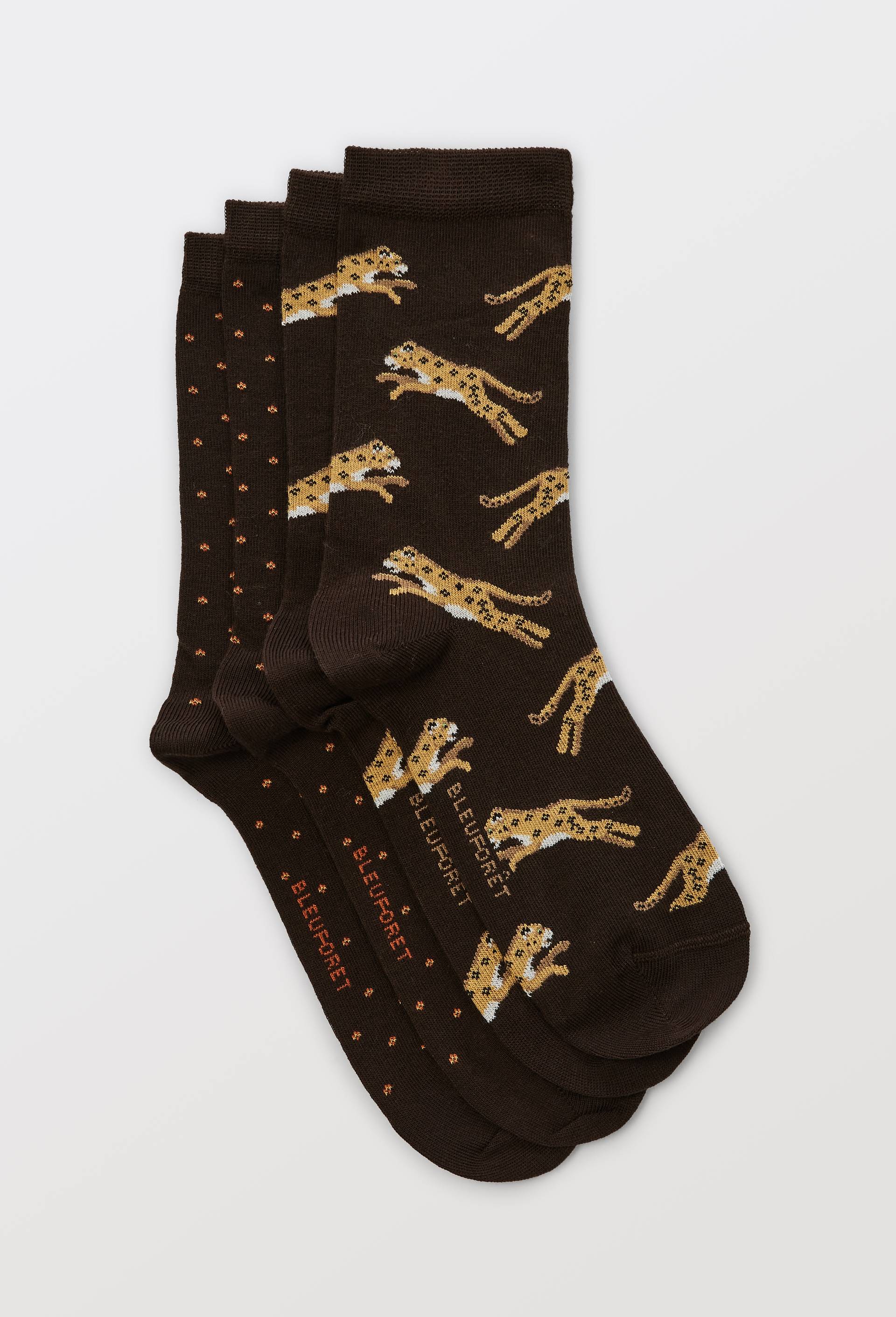 Lot de deux paires de chaussettes fantaisie Bleuforet, Brun, large image number 1