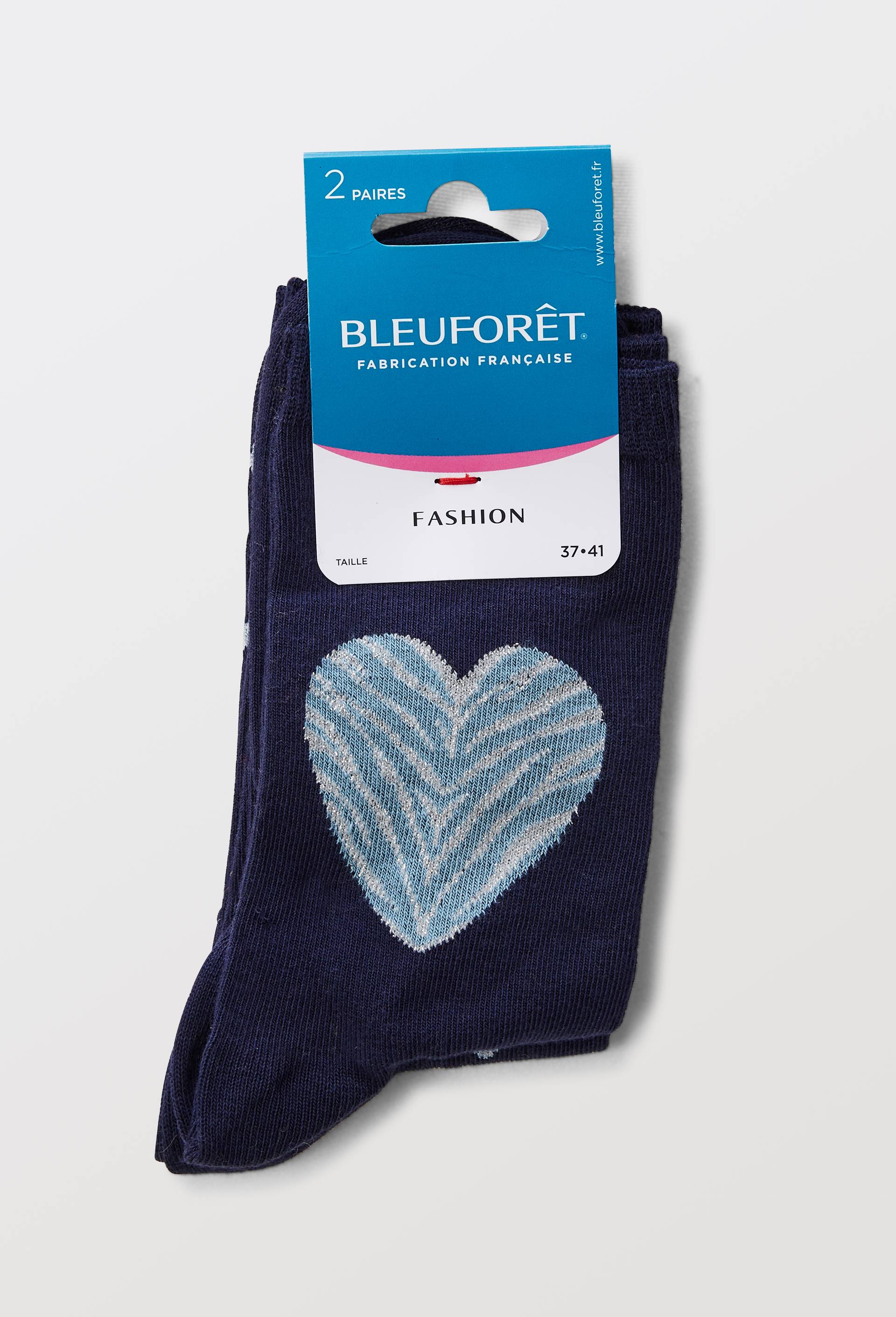 Lot de deux paires de chaussettes fantaisie Bleuforet, Bleu fonc&eacute;, large image number 3