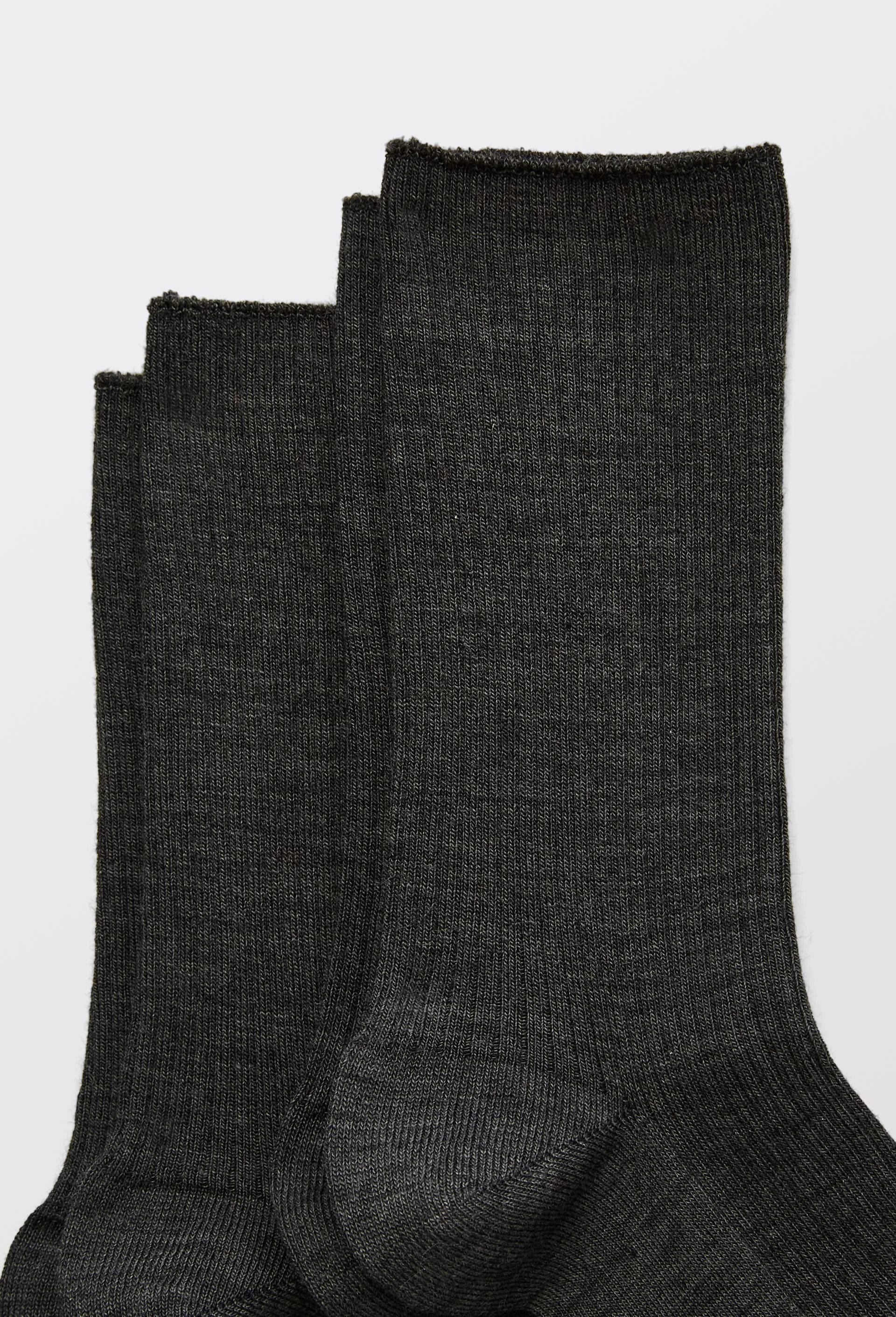 Lot de deux paires de chaussettes en laine m&eacute;rinos avec int&eacute;rieur en coton &agrave; c&ocirc;tes Bleuforet, Gris fonc&eacute;, large image number 1