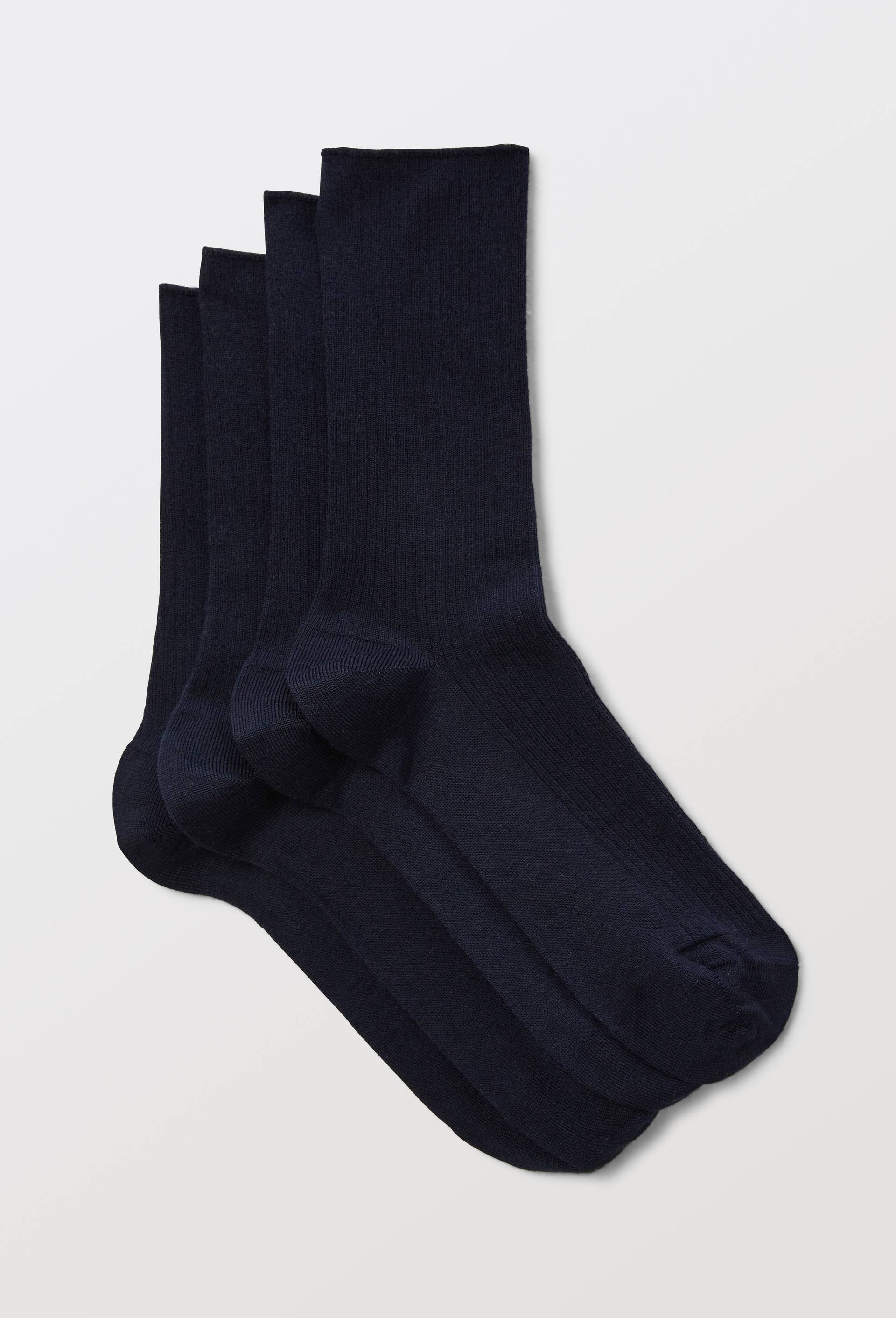 Lot de deux paires de chaussettes en laine m&eacute;rinos avec int&eacute;rieur en coton &agrave; c&ocirc;tes Bleuforet, Bleu fonc&eacute;, swatch image