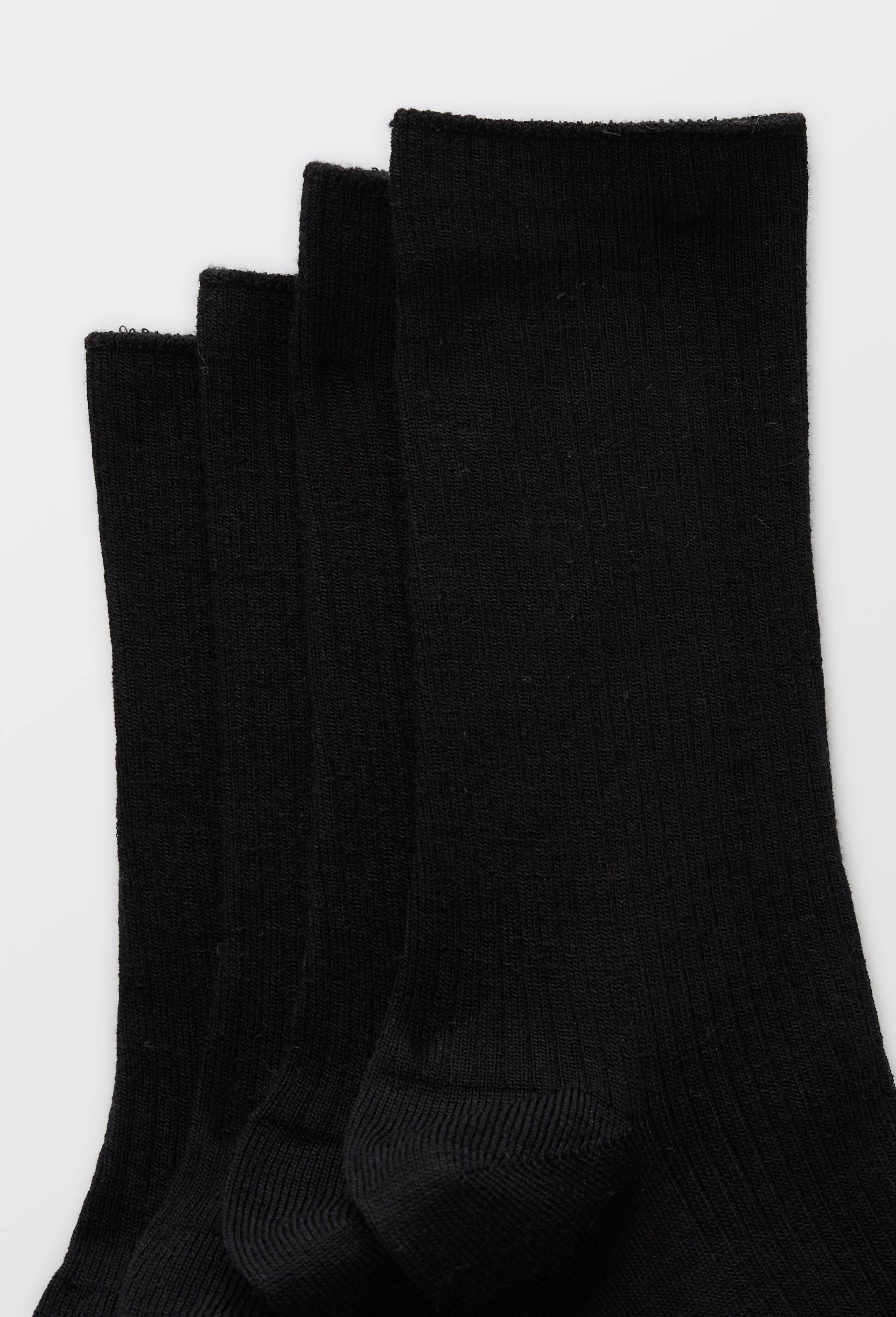 Lot de deux paires de chaussettes en laine m&eacute;rinos avec int&eacute;rieur en coton &agrave; c&ocirc;tes Bleuforet, Noir, large image number 1.0