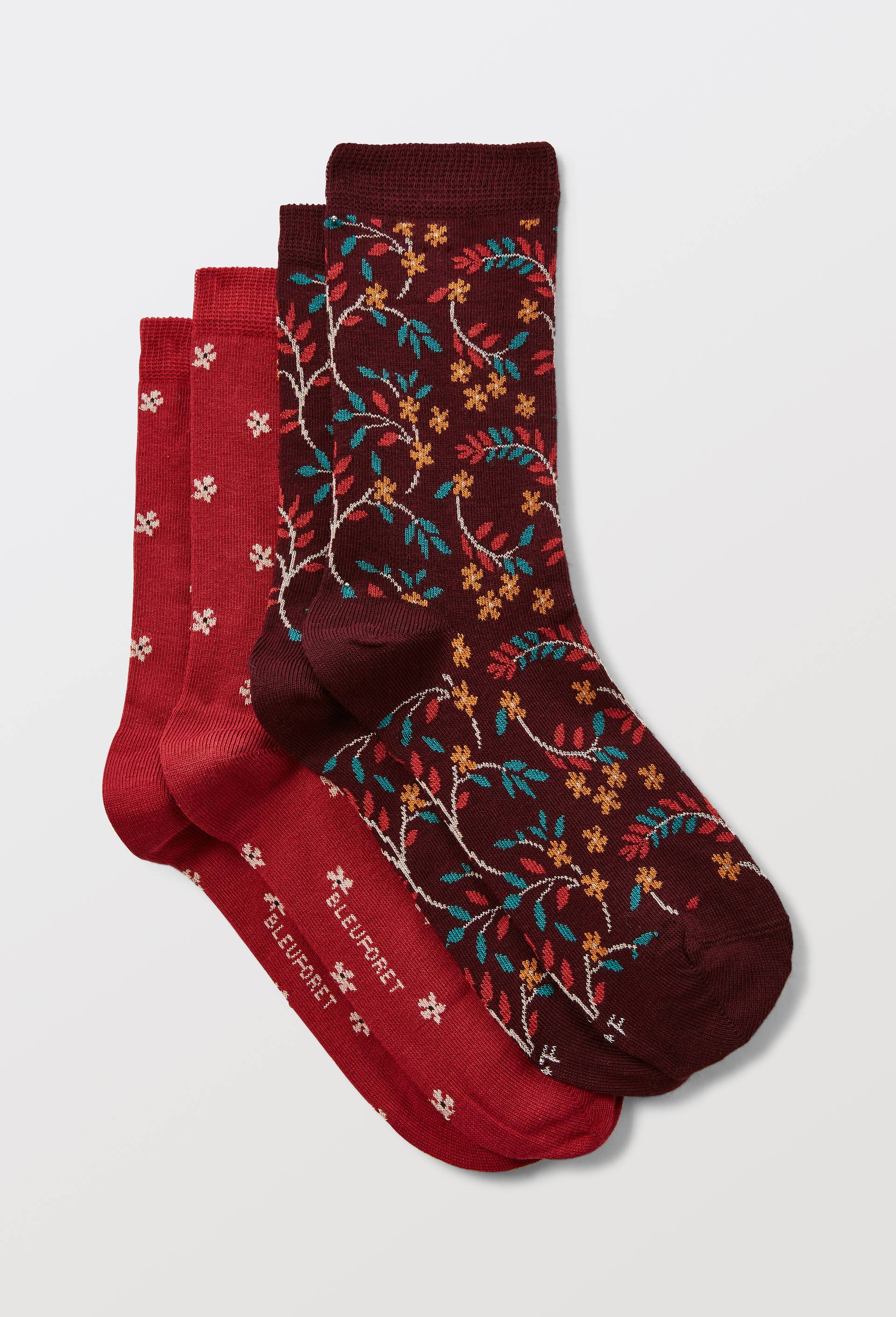 Lot de deux paires de chaussettes fantaisie Bleuforet, Rouge fonc&eacute;, large image number 0.0