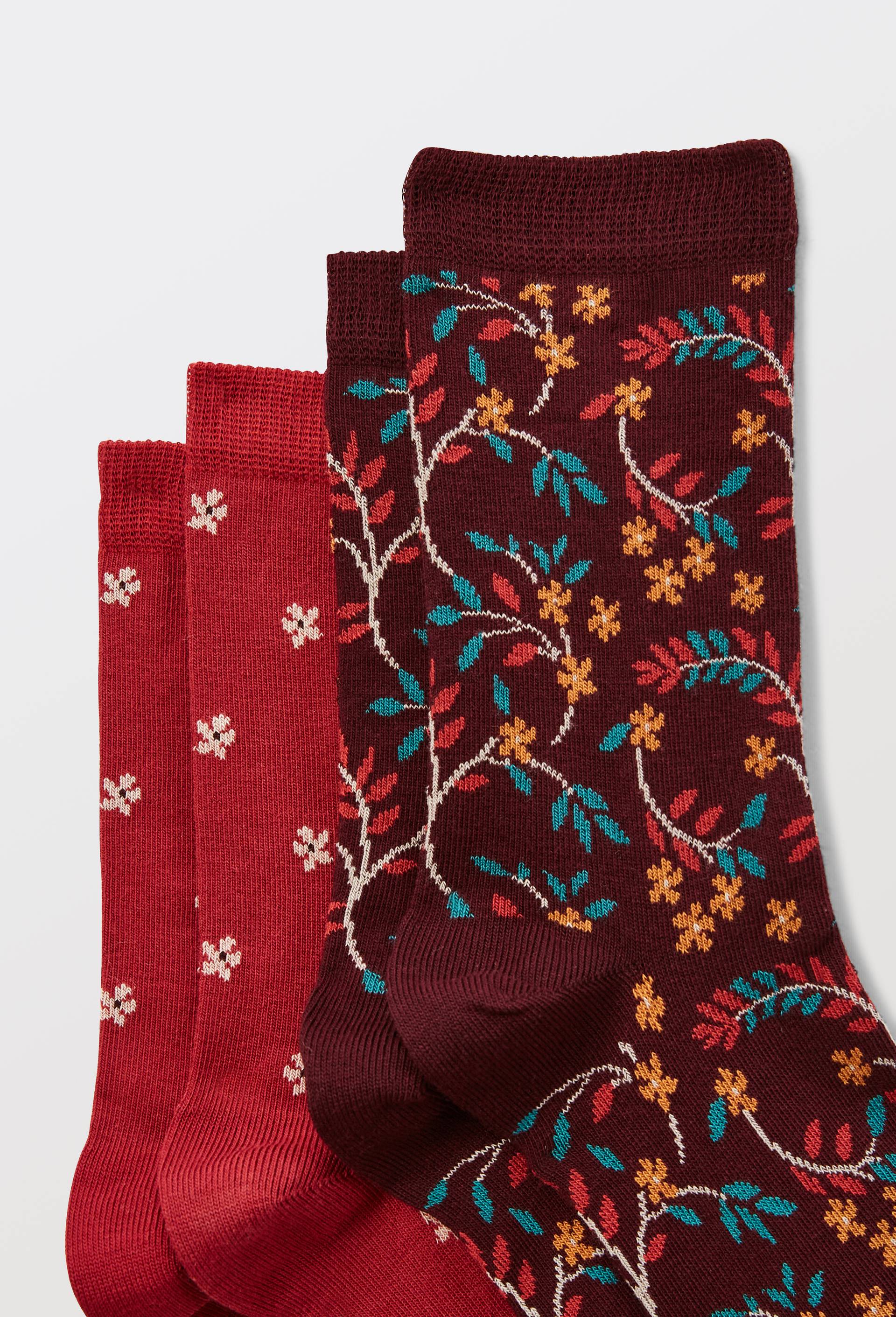 Lot de deux paires de chaussettes fantaisie Bleuforet, Rouge fonc&eacute;, large image number 1.0