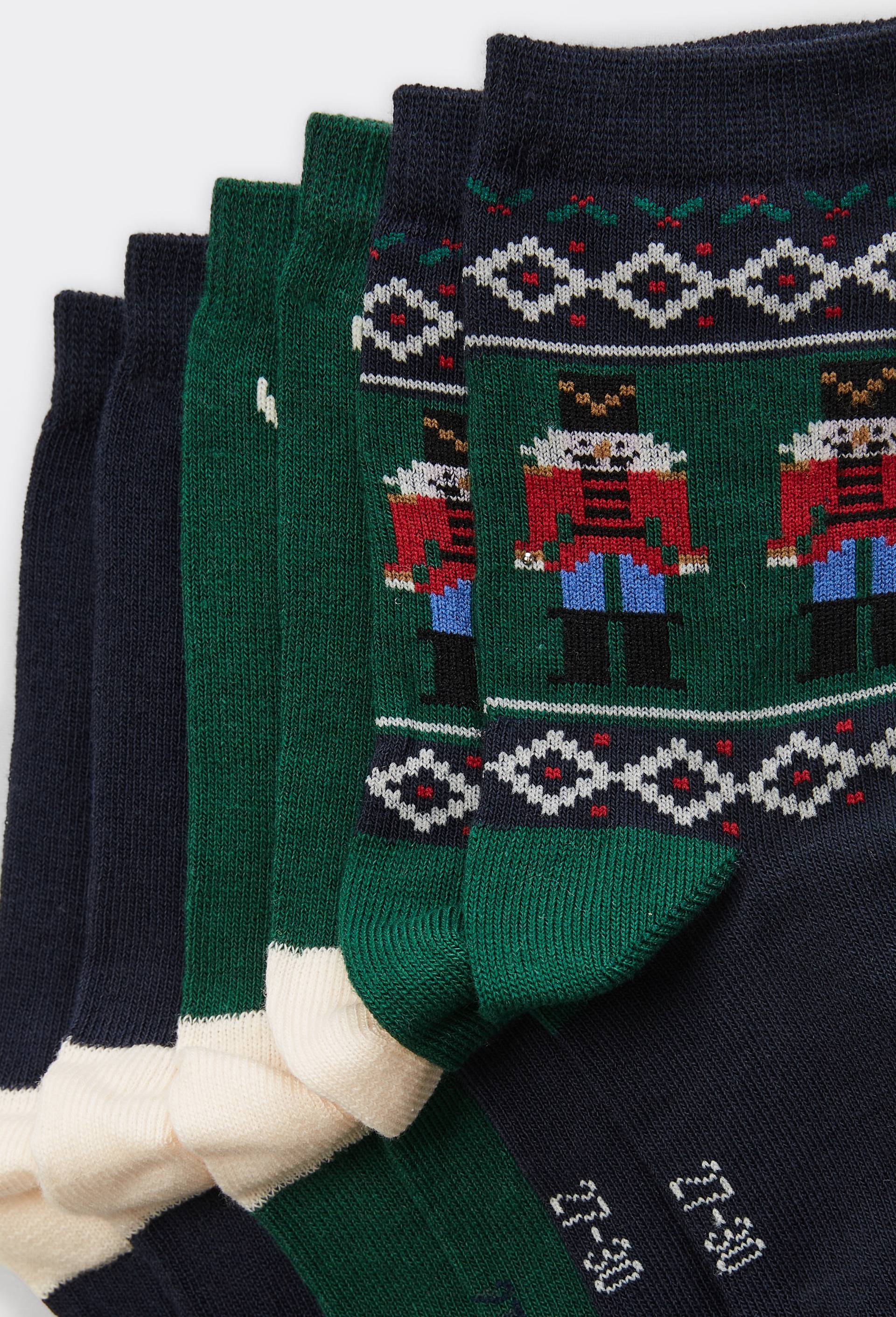 Lot de 3 paires de chaussettes de no&euml;l contenant du coton BIO, Bleu fonc&eacute;, large image number 2
