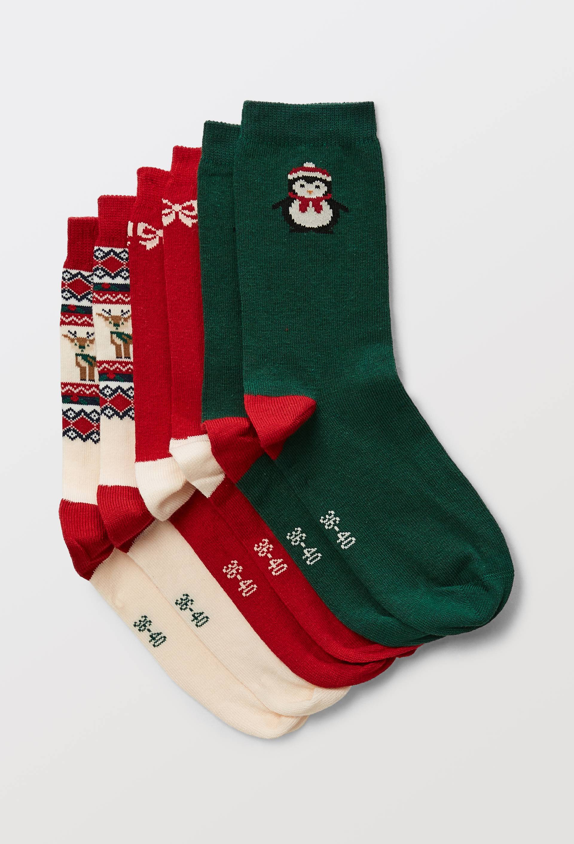 Lot de 3 paires de chaussettes no&ecirc;l contenant du coton BIO, Rouge, large image number 1