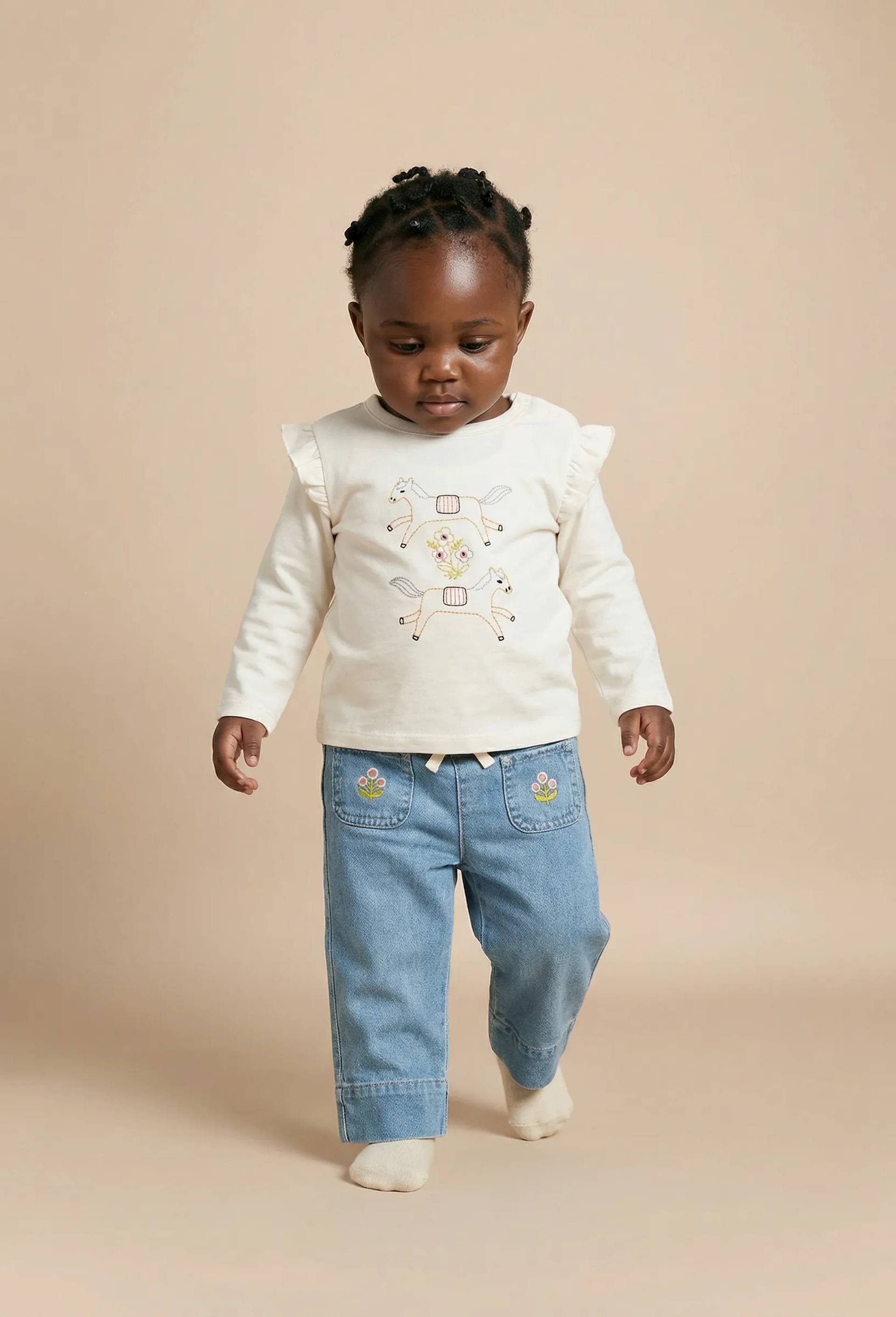 Jean taille &eacute;lastique large en coton BIO GOTS, Bleu fonc&eacute;, large image number 0