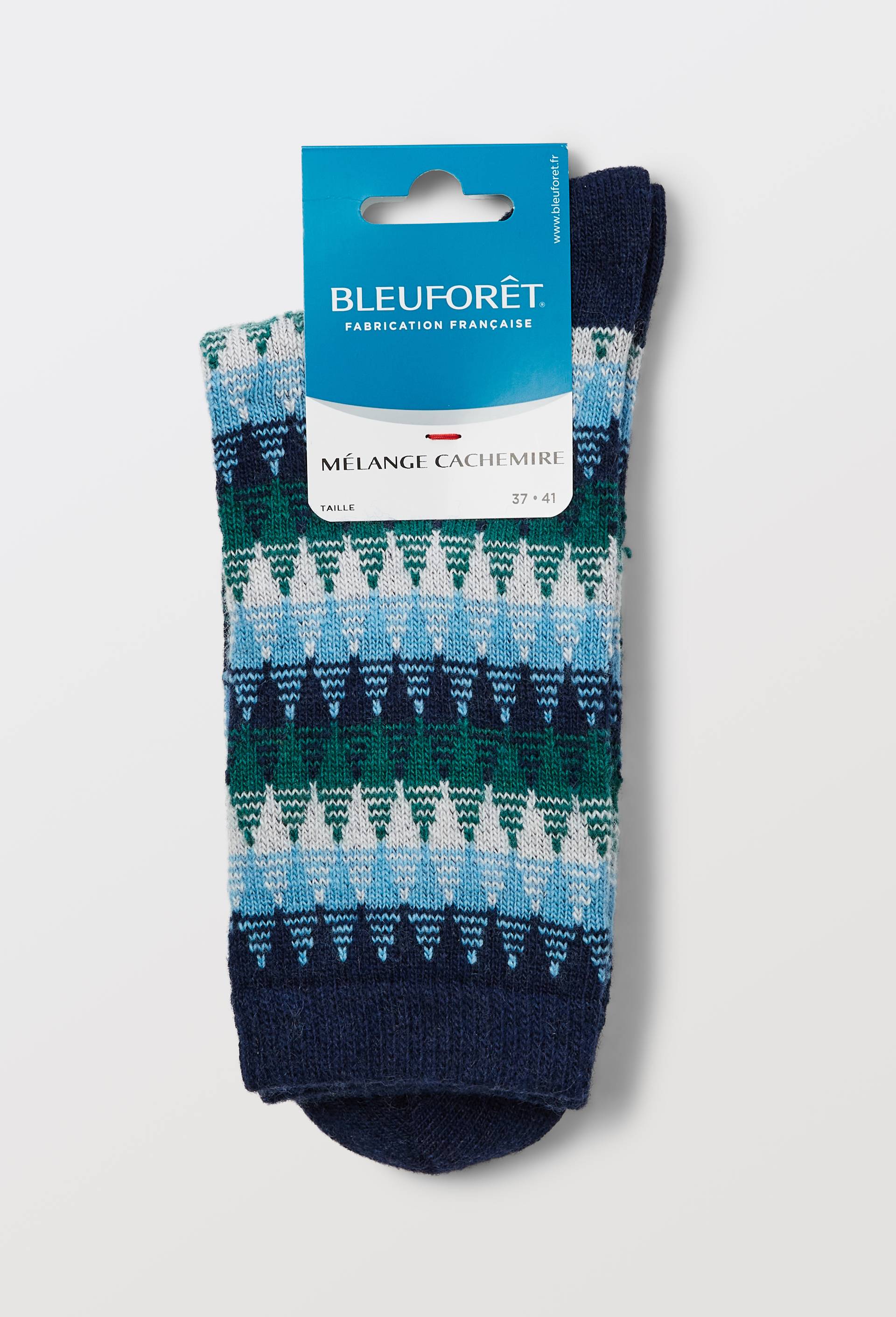 Chaussettes en laine contenant du cachemire BLEUFORET, Bleu fonc&eacute;, large image number 0