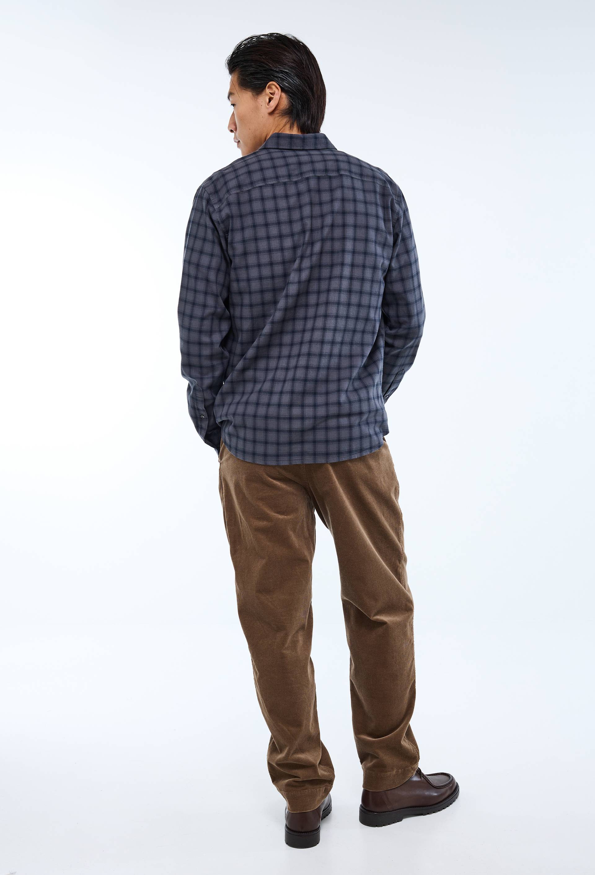 Chemise &agrave; carreaux en flanelle de coton BIO GOTS, Gris fonc&eacute;, large image number 2.0