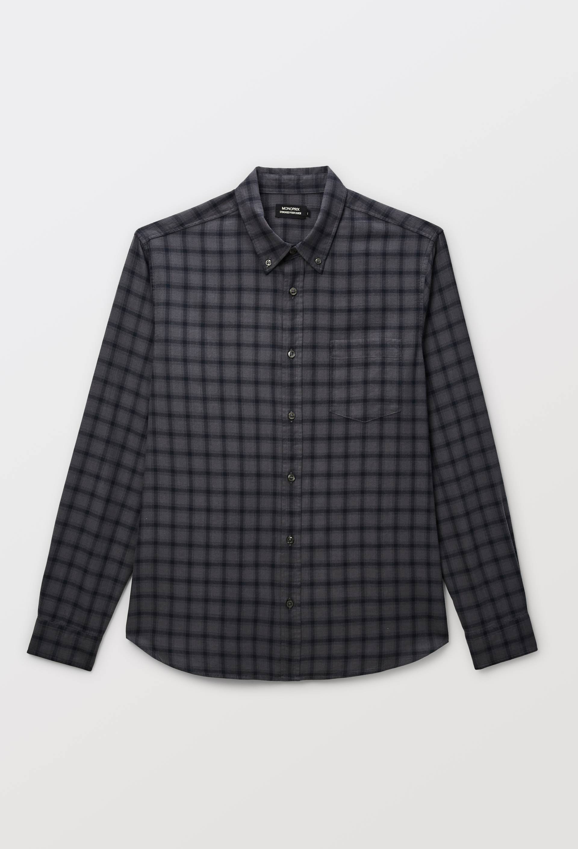 Chemise &agrave; carreaux en flanelle de coton BIO GOTS, Gris fonc&eacute;, large image number 3