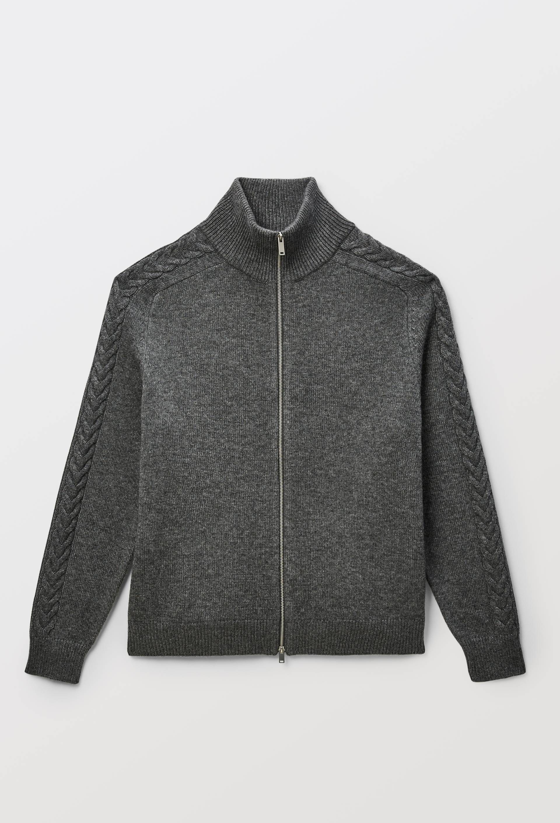 Gilet zipp&eacute; col montant contenant de la laine, Gris, large image number 4.0
