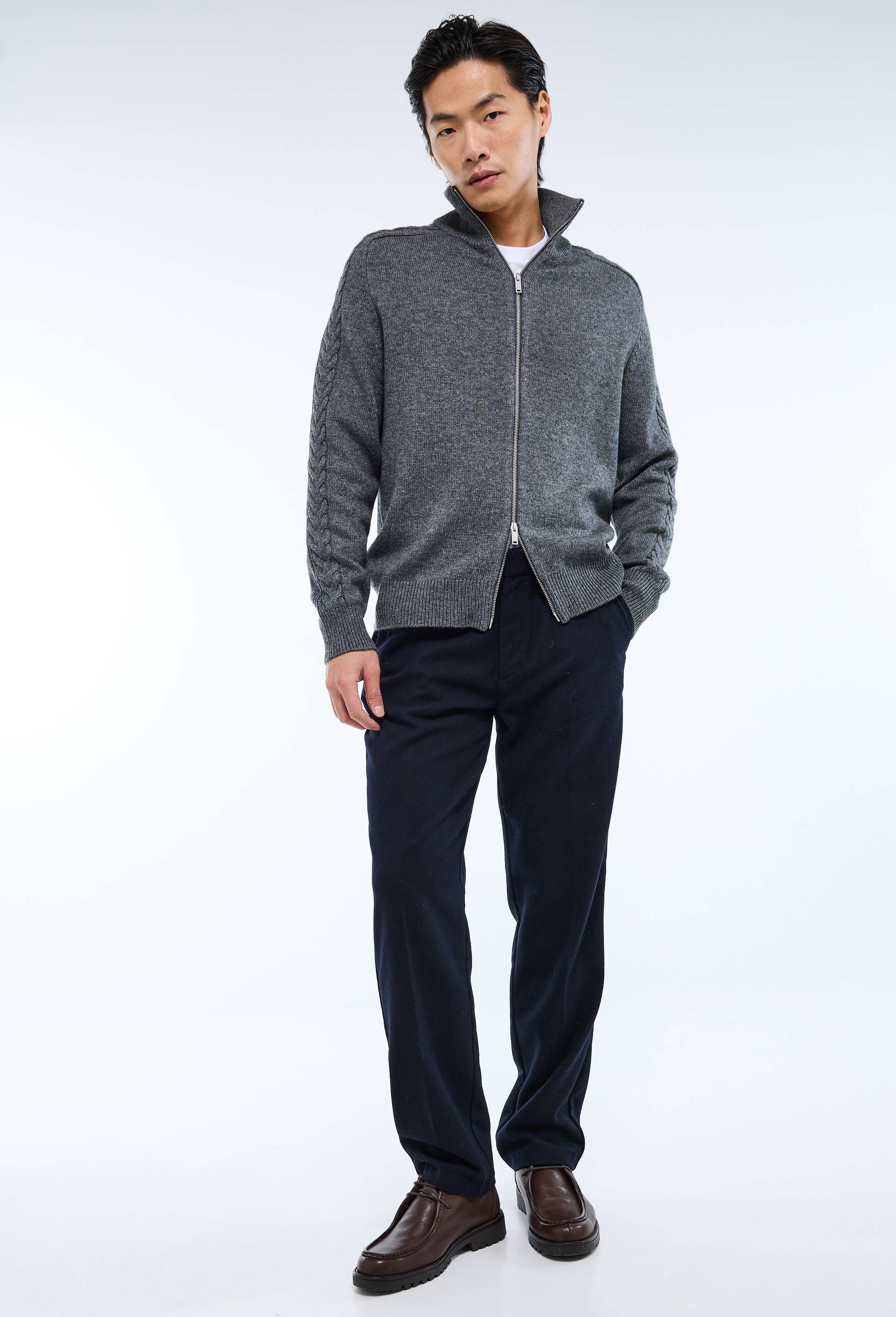 Pantalon contenant de la laine, Bleu fonc&eacute;, swatch image