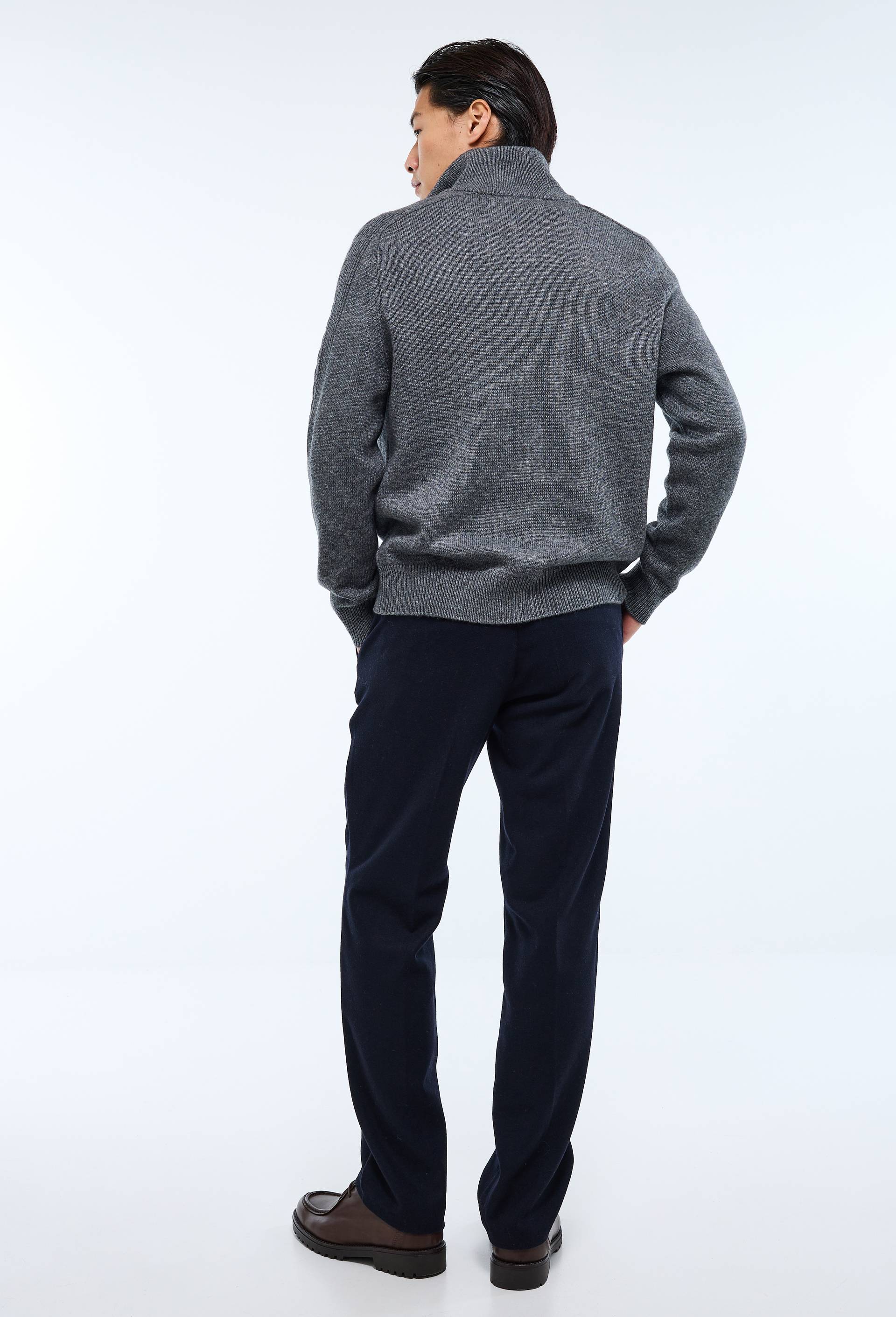 Pantalon contenant de la laine, Bleu fonc&eacute;, large image number 1