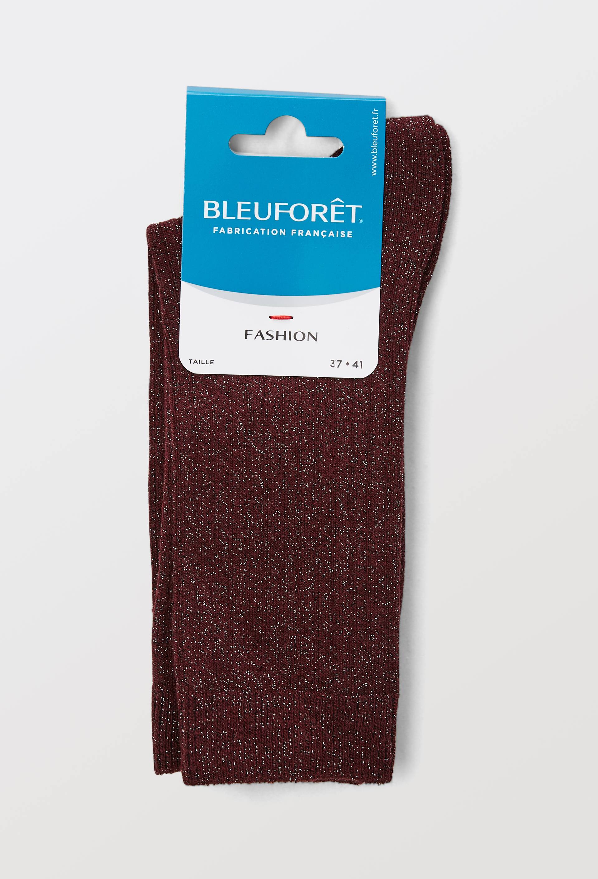 Chaussettes &agrave; c&ocirc;te en lurex BLEUFORET, Rouge fonc&eacute;, large image number 3