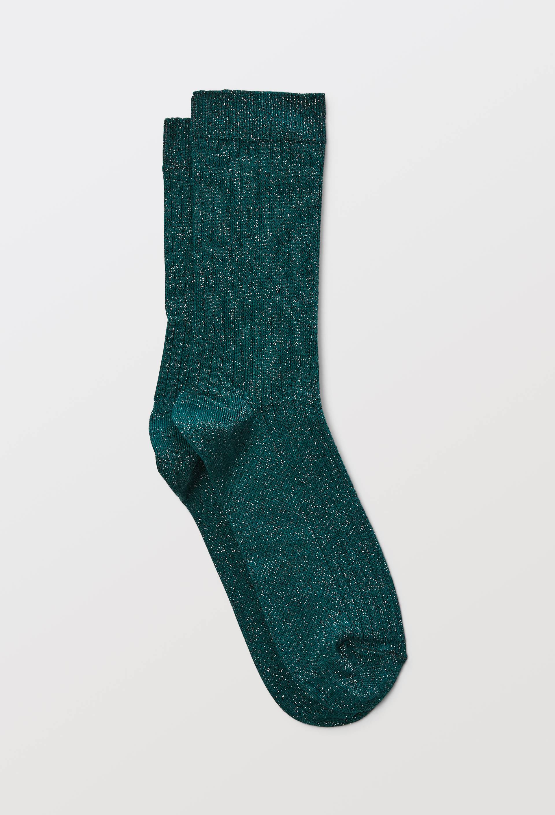 Chaussettes &agrave; c&ocirc;te en lurex BLEUFORET, Vert fonc&eacute;, large image number 0
