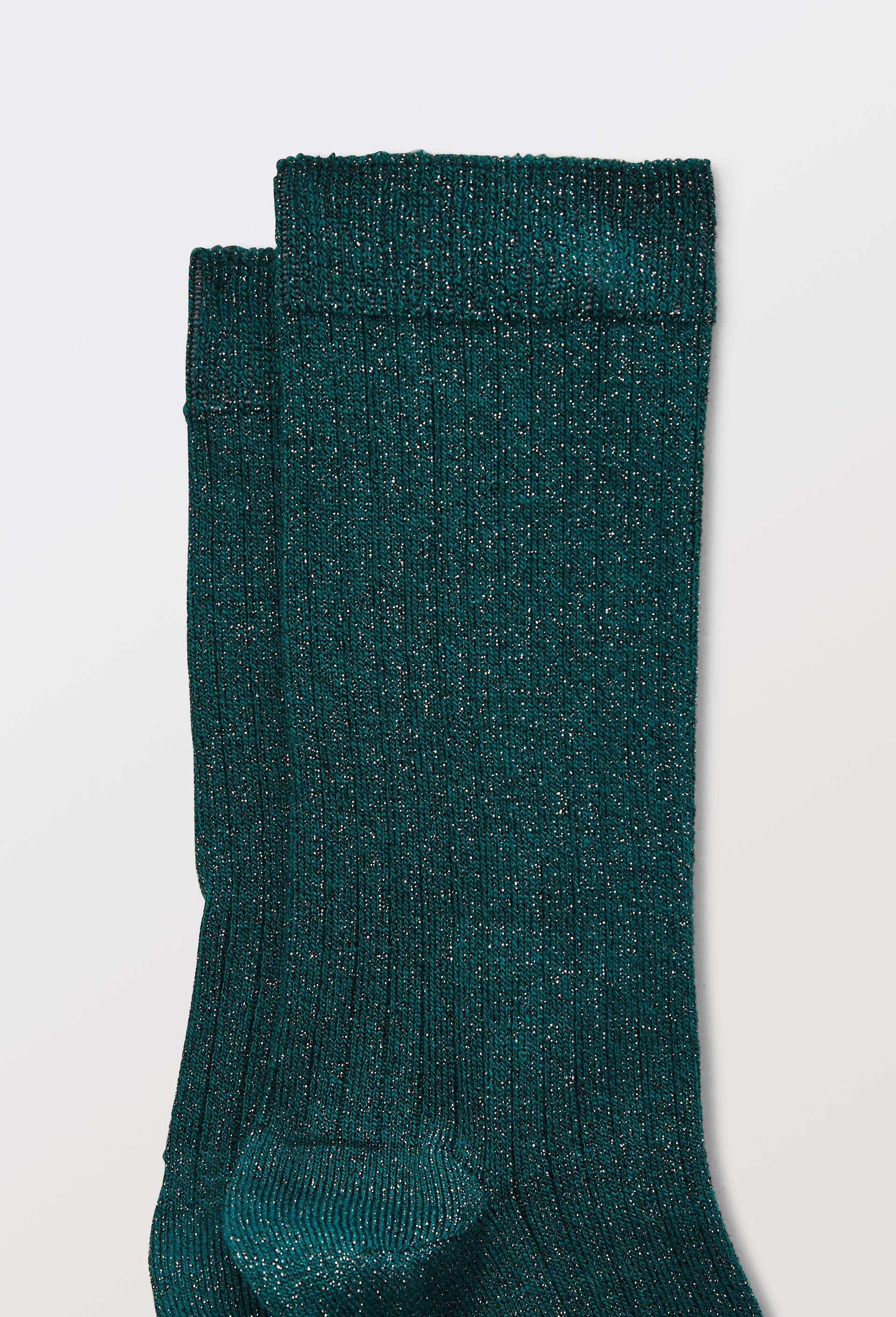 Chaussettes &agrave; c&ocirc;te en lurex BLEUFORET, Vert fonc&eacute;, large image number 2