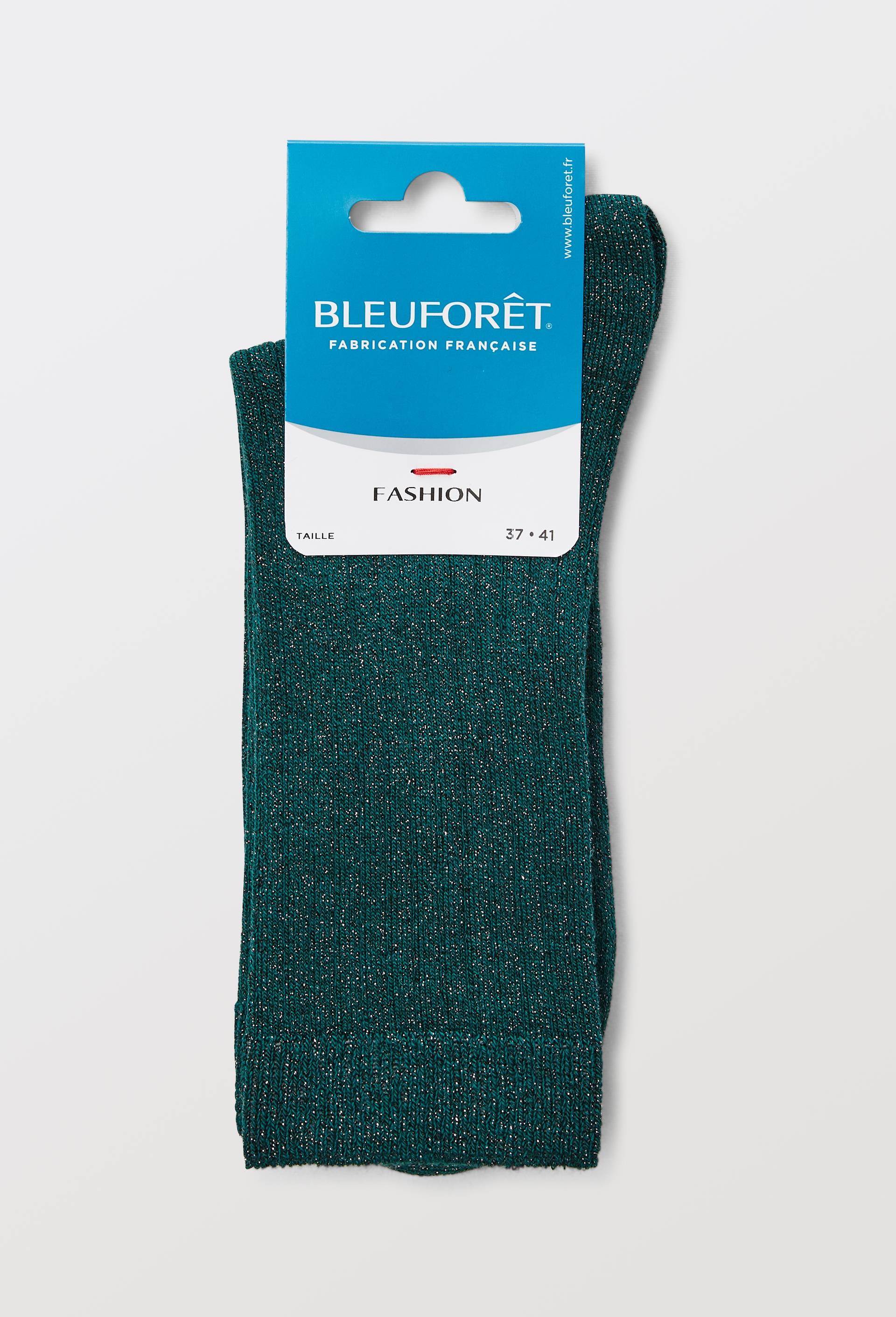 Chaussettes &agrave; c&ocirc;te en lurex BLEUFORET, Vert fonc&eacute;, large image number 3