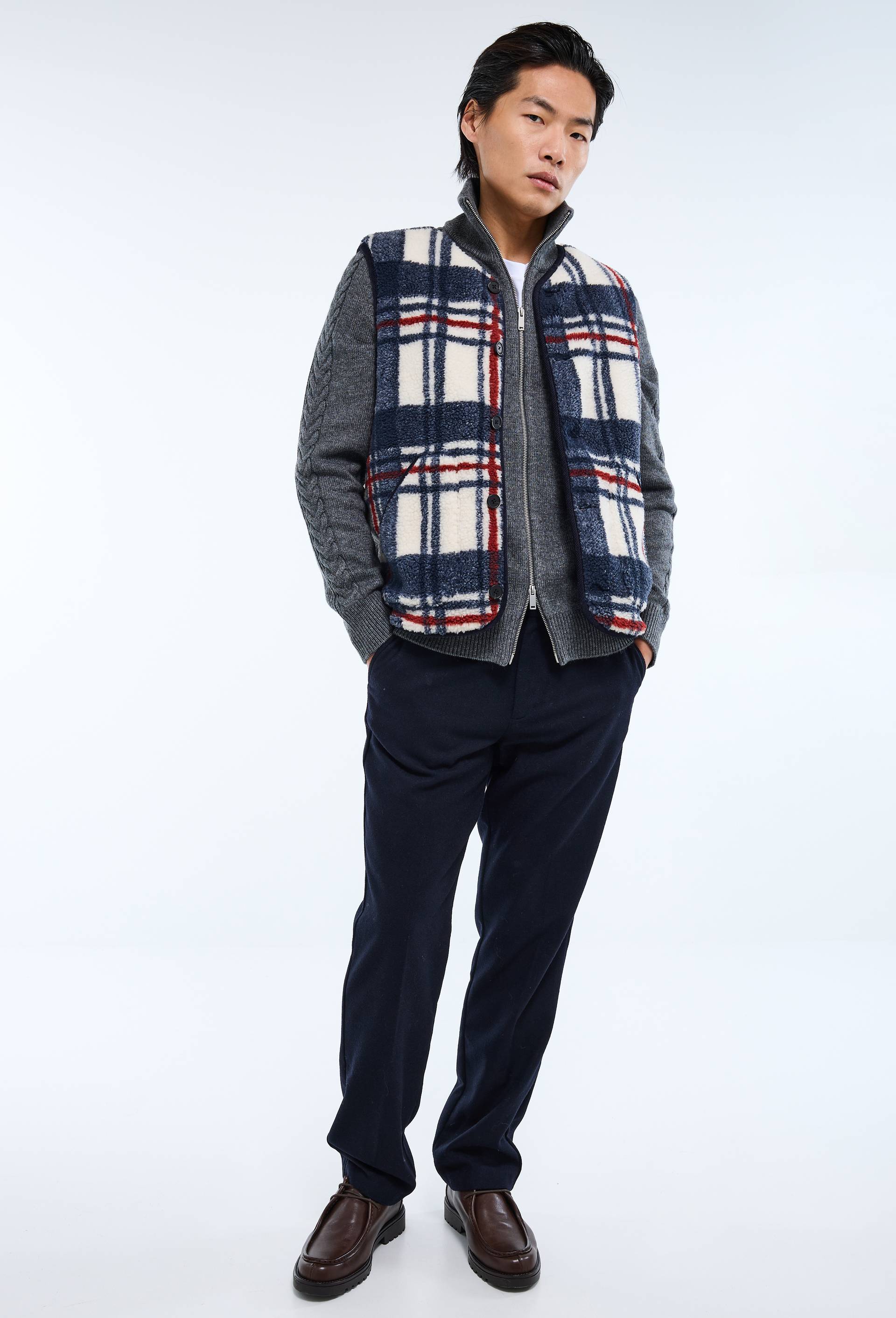 Gilet sherpa sans manches r&eacute;versible, Bleu fonc&eacute;, large image number 2.0