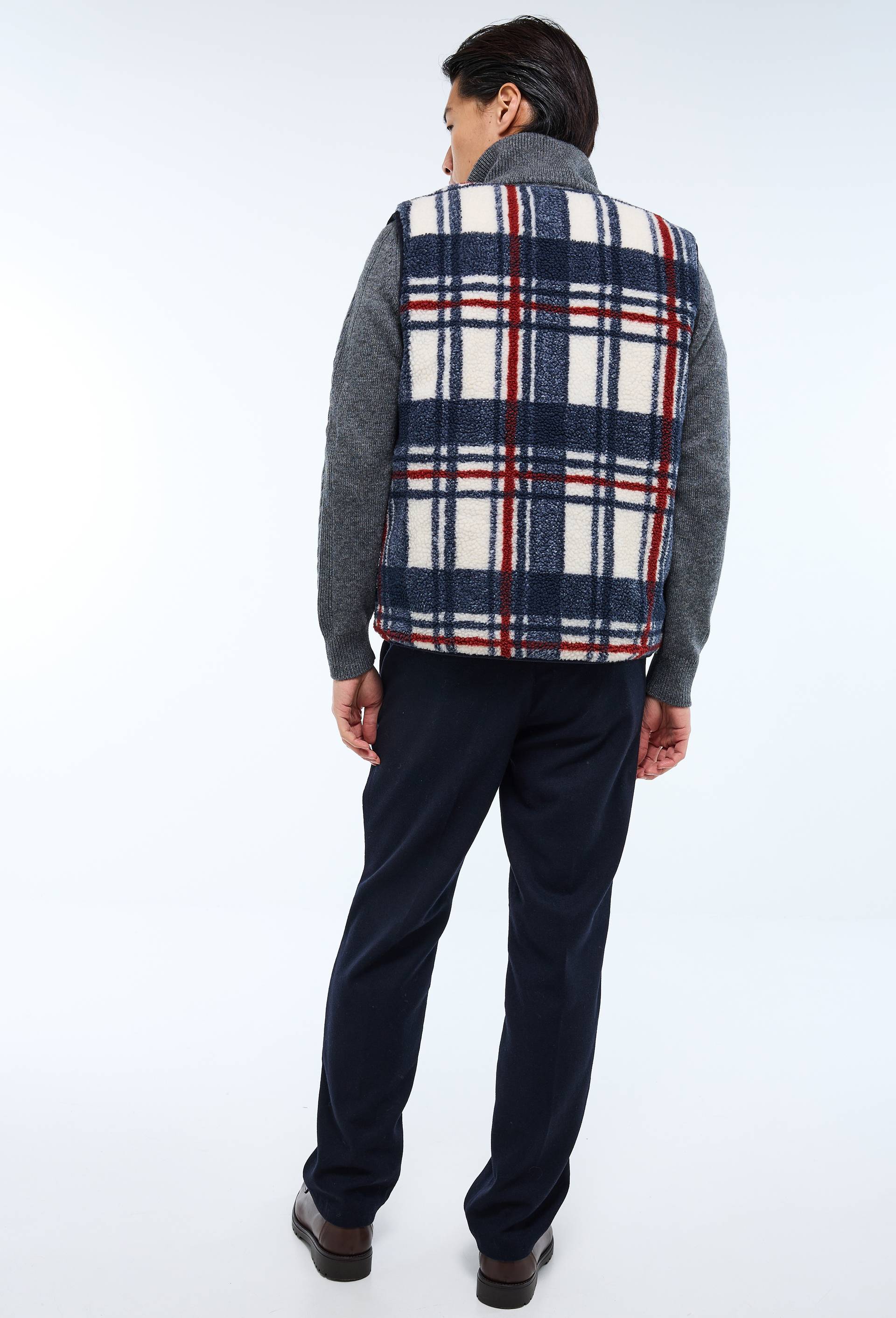 Gilet sherpa sans manches r&eacute;versible, Bleu fonc&eacute;, large image number 4